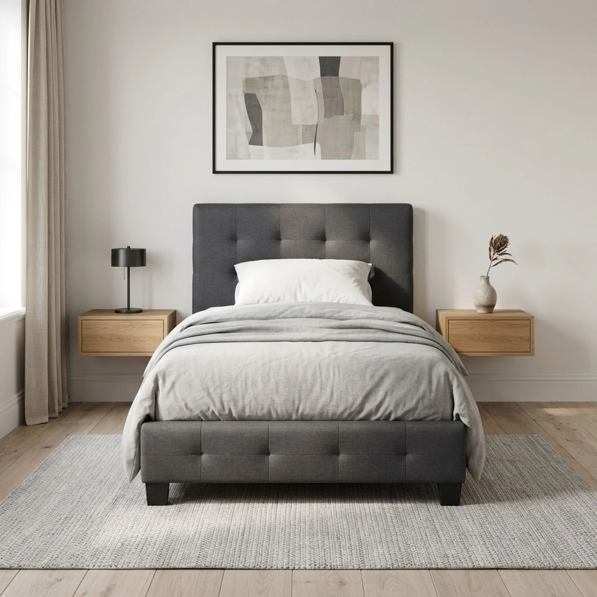Ridge King Single Bed Frame - Dark Grey - Image 5