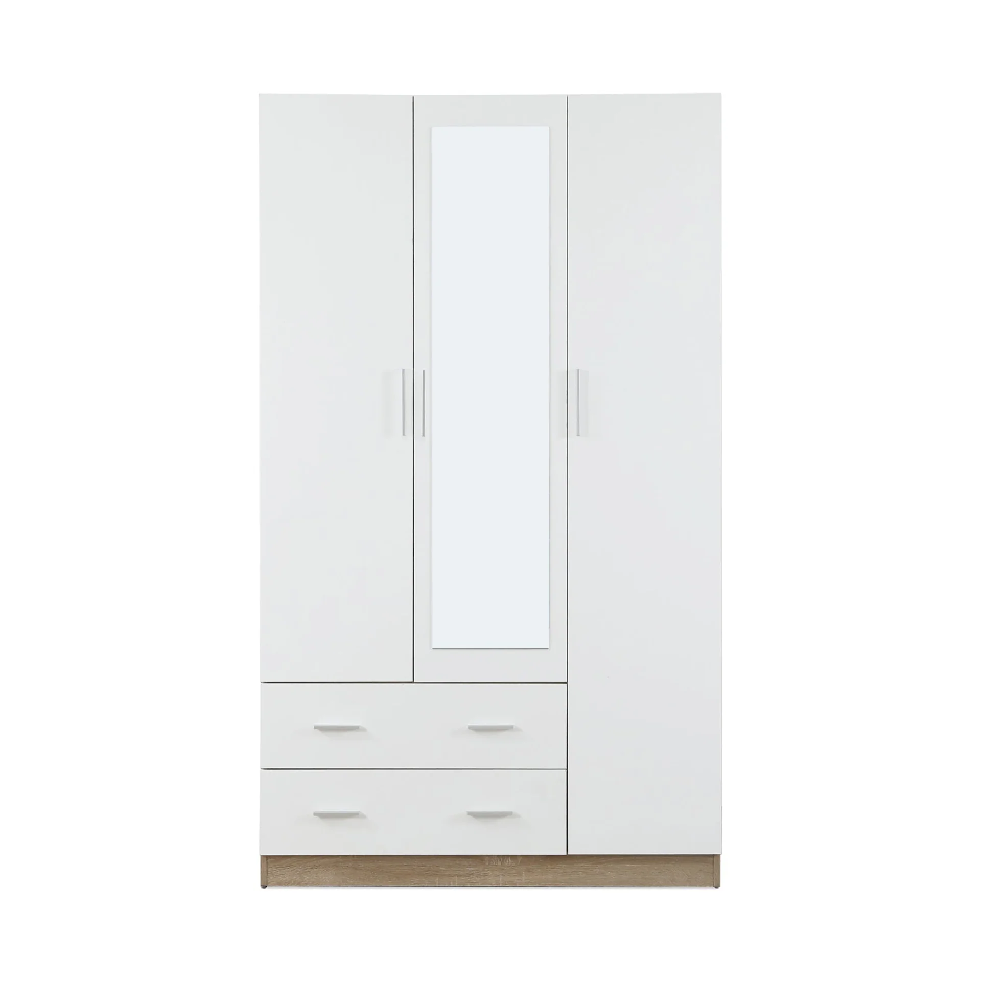 Bram 3 Door Wardrobe Cabinet with Mirror - Oak + White - Image 8