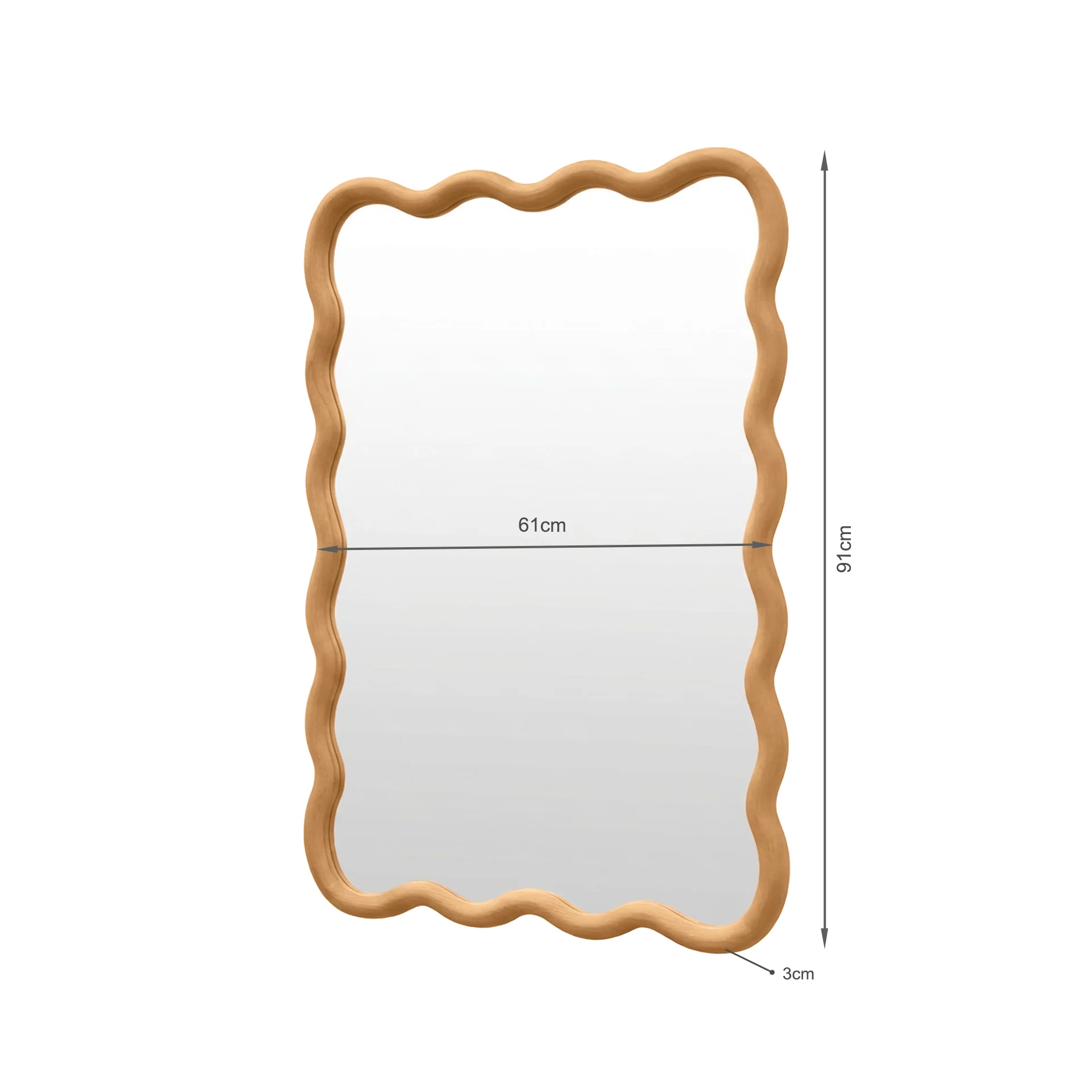 Ripple Wavy Wooden Wall Mirror 91CM - Warm Walnut - Image 33