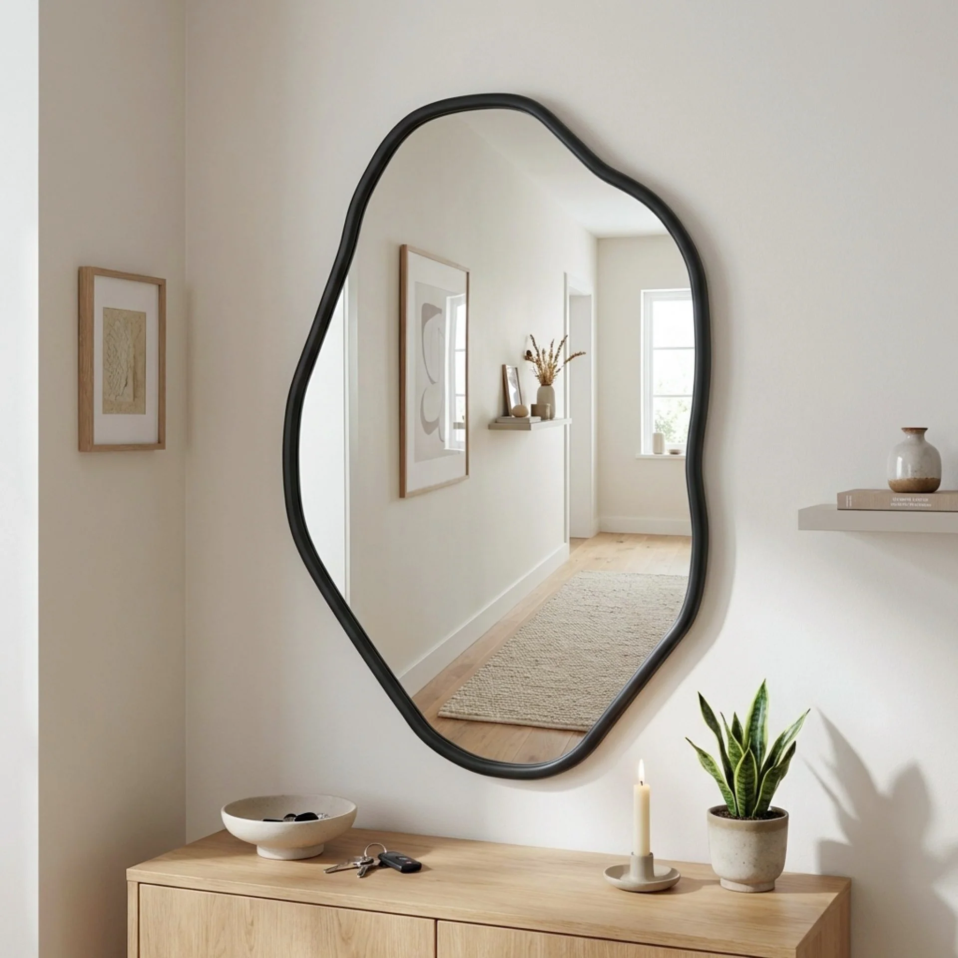 Moro Freeform Wall Mirror 91CM - Black