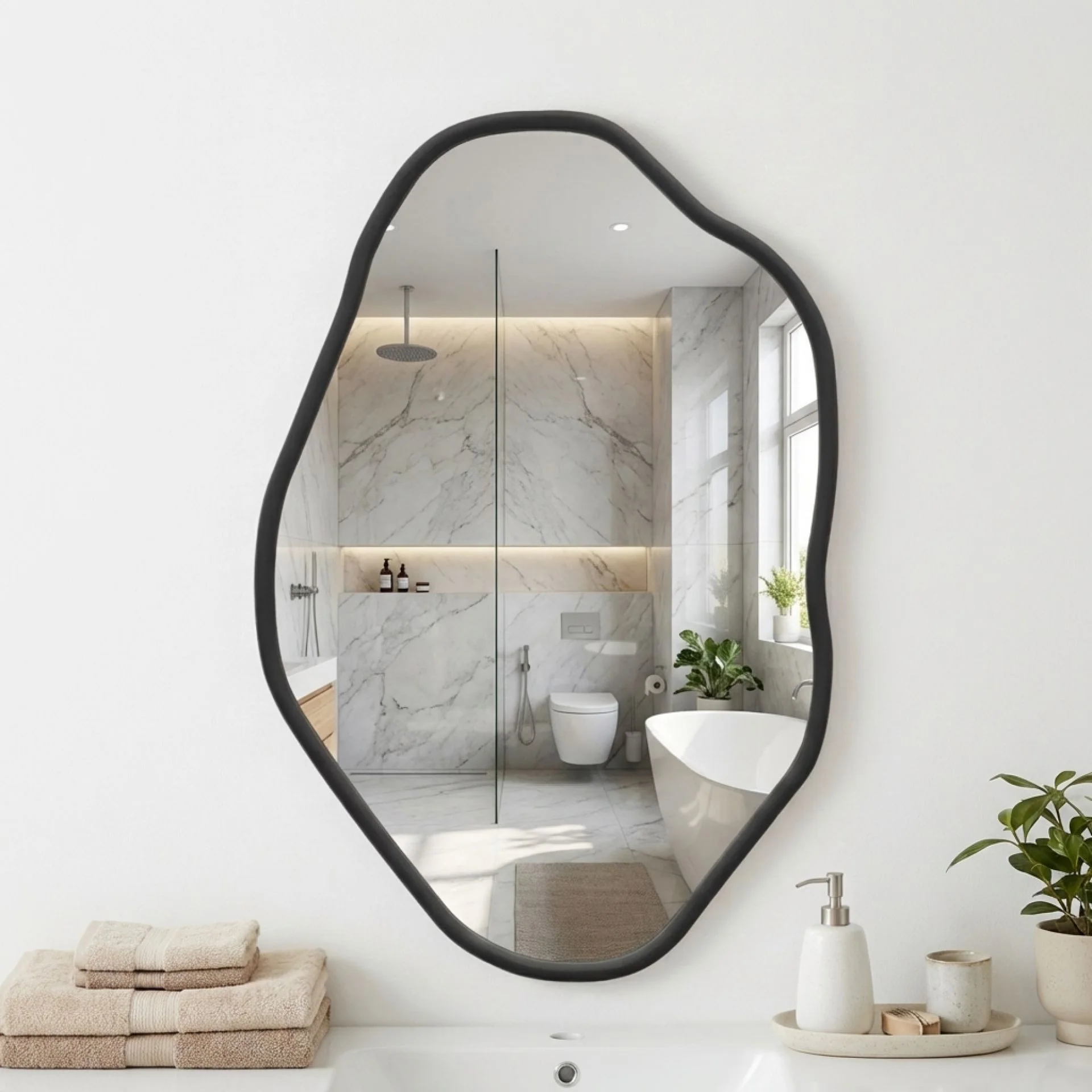 Moro Freeform Wall Mirror 91CM - Black - Image 2