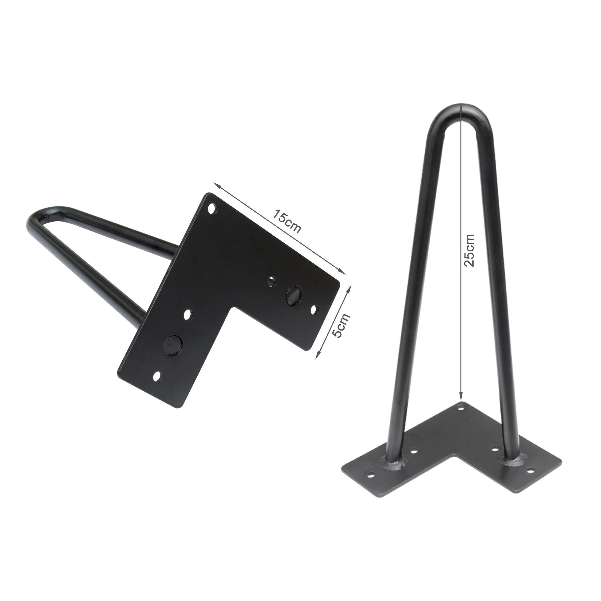 25cm Hairpin Table Leg 2 Rod Steel Metal - Set of 4