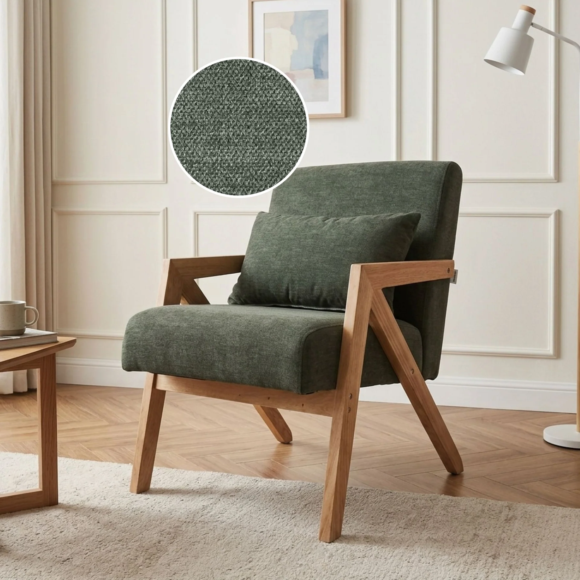 Aalto Velvet Armchair - Dark Green - Image 2