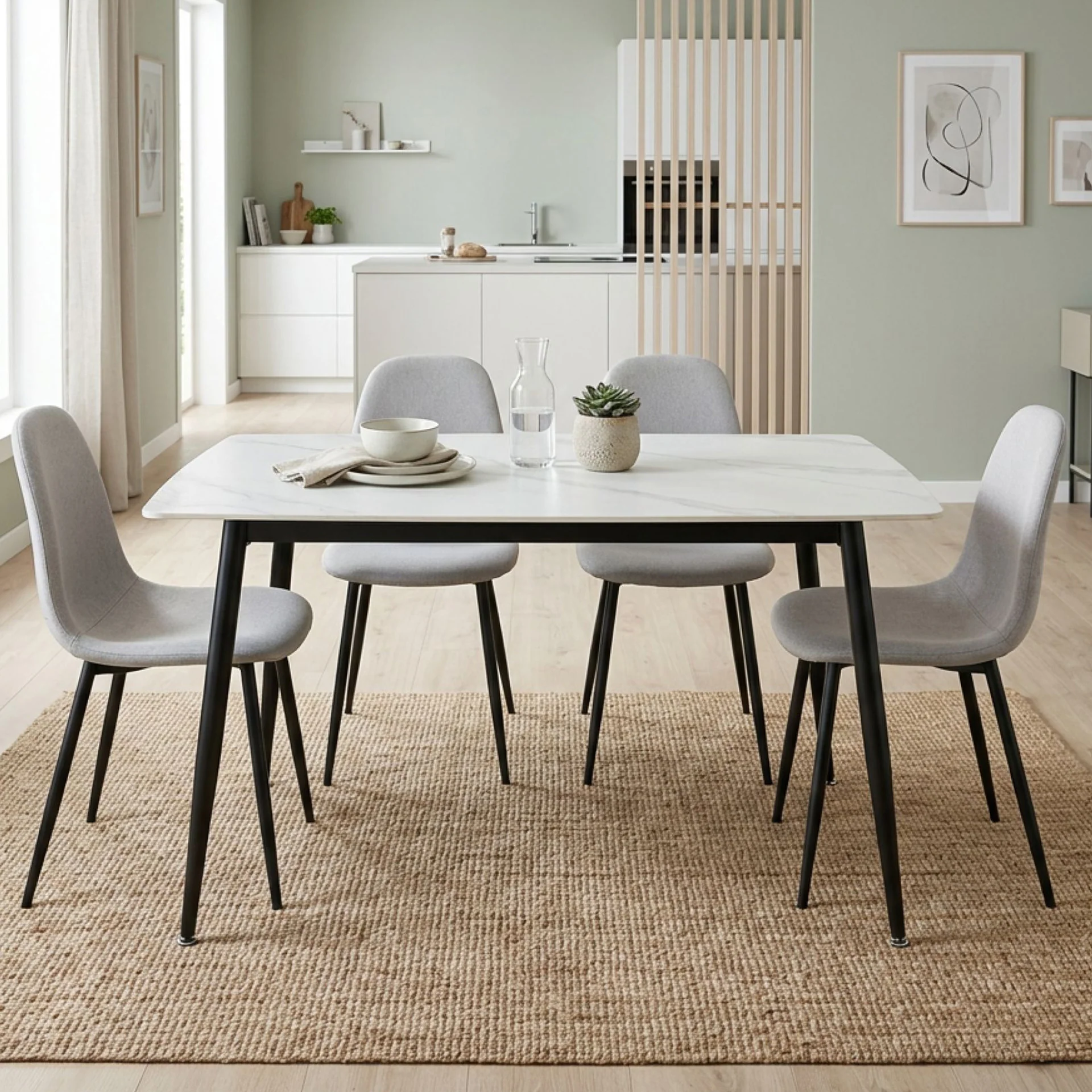 Adley Matt Ceramic Dining Table 140 x 80cm - White - Image 5