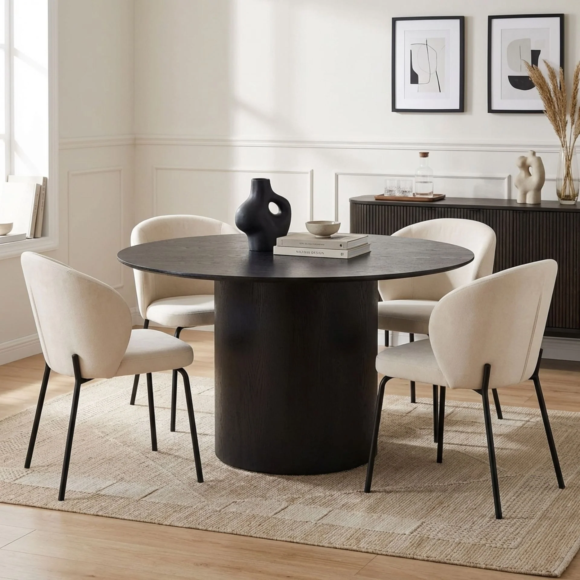 Adley Round Dining Table 120 x 75cm - Black - Image 4