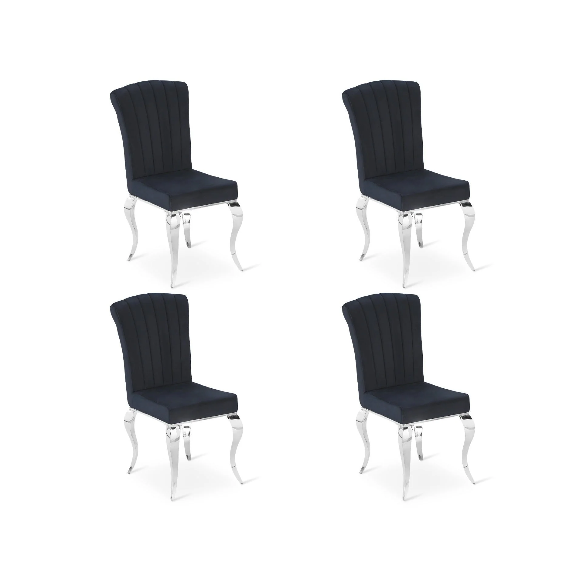 Alba Velvet Dining Chairs - Set of 4 - Charcoal - Image 6
