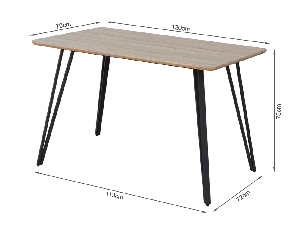 ALLIE Dining Table Rectangle 120x70cm - Oak - Image 9