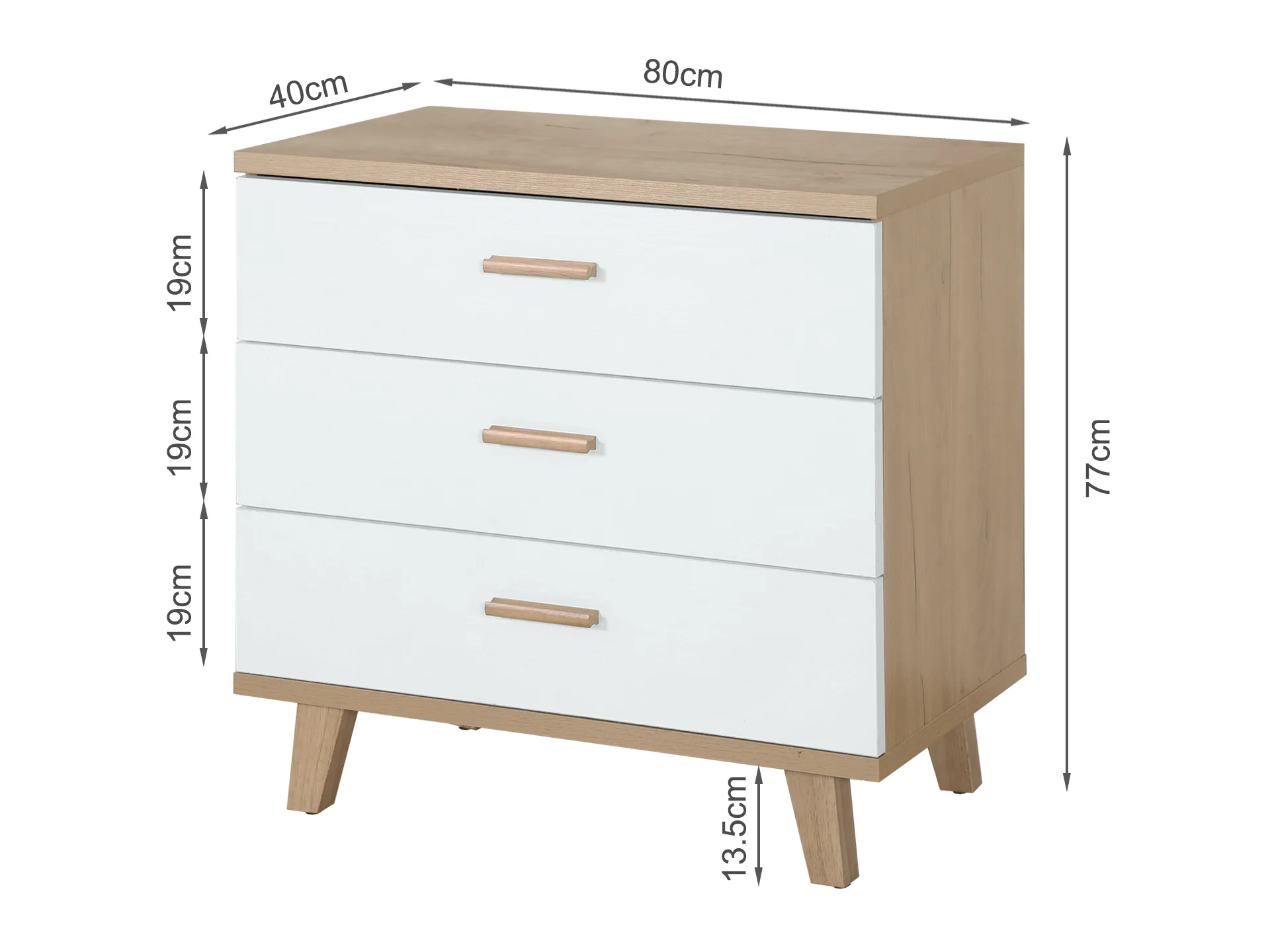 Alton Tallboy 3 Drawers - Oak - Image 11