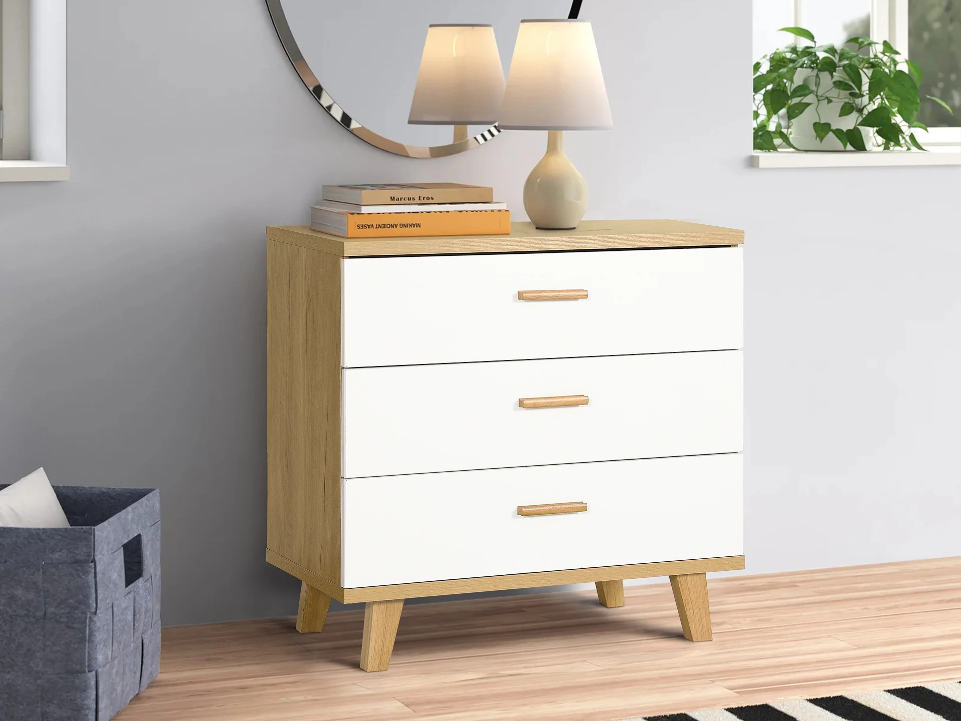 Alton Tallboy 3 Drawers - Oak - Image 12