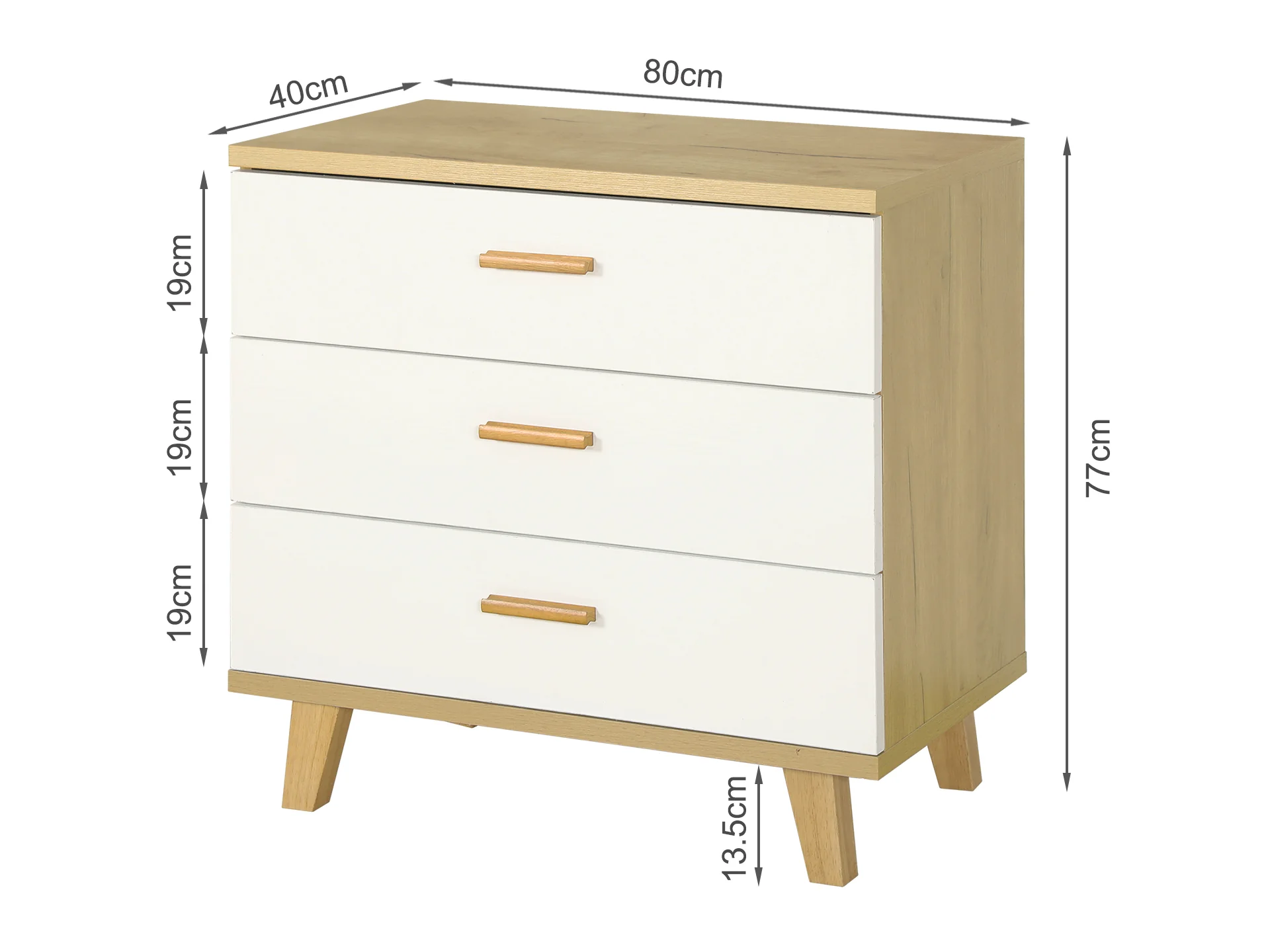 Alton Tallboy 3 Drawers - Oak - Image 3