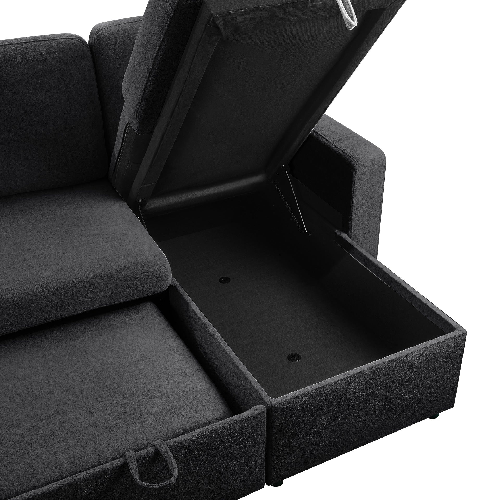 Amy 3 Seater Sofa Bed with Storage - Dark Grey - Image 16