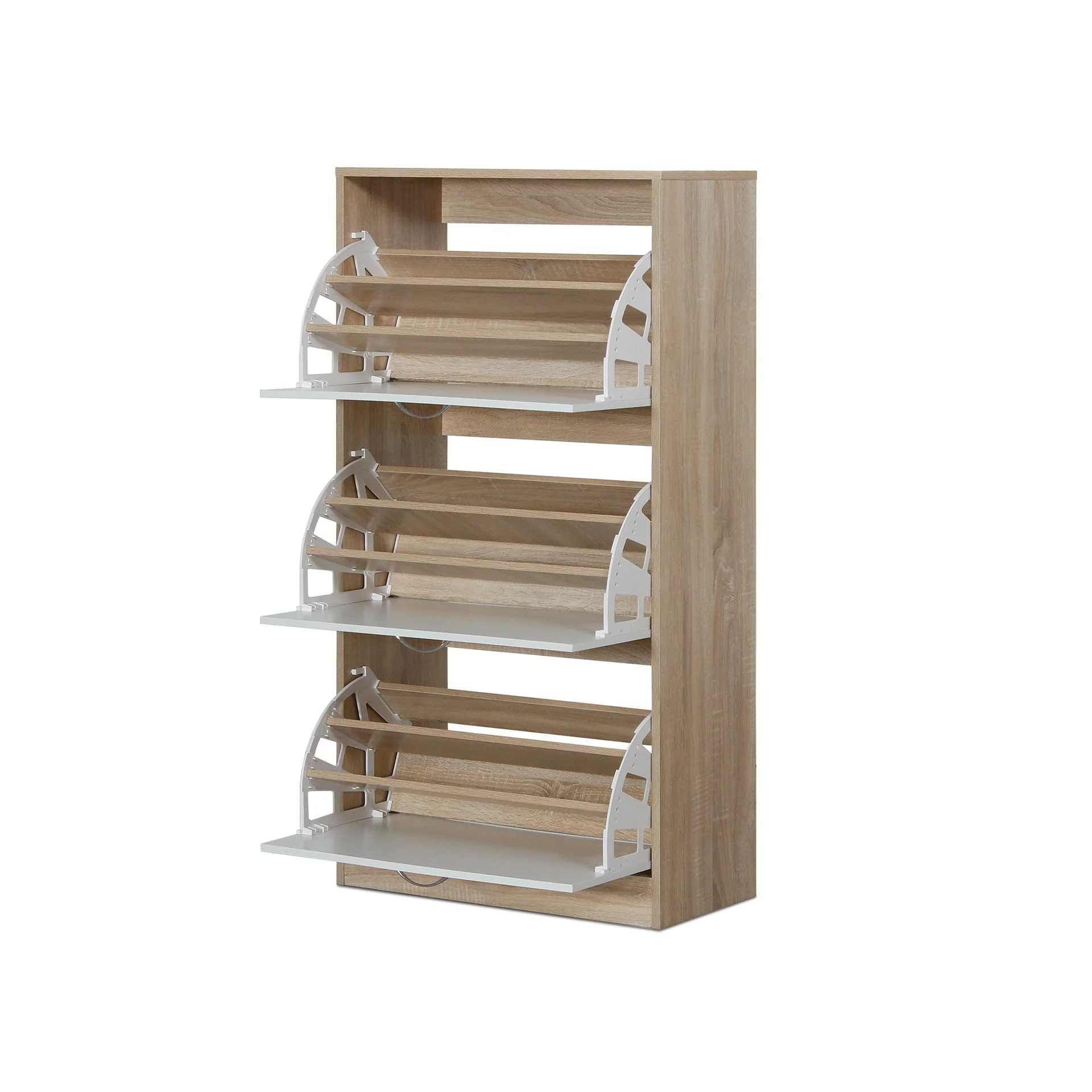 ANAU 3 Drawer Shoe Cabinet Storage Rack - Oak - Image 9