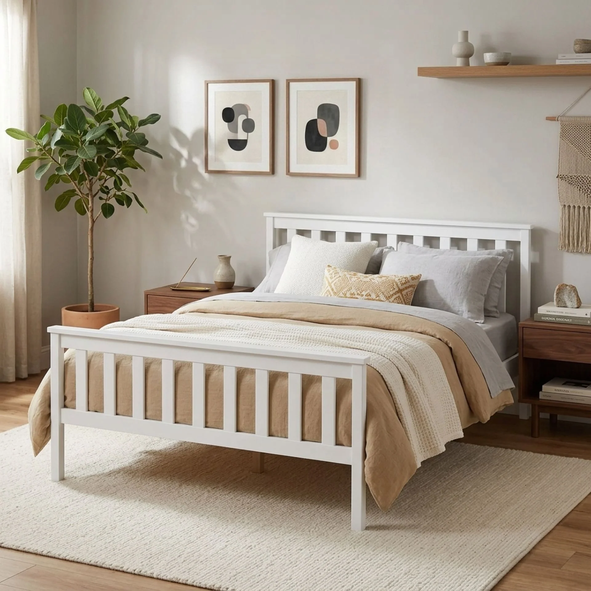 Andes Double Wooden Bed Frame - White - Image 4