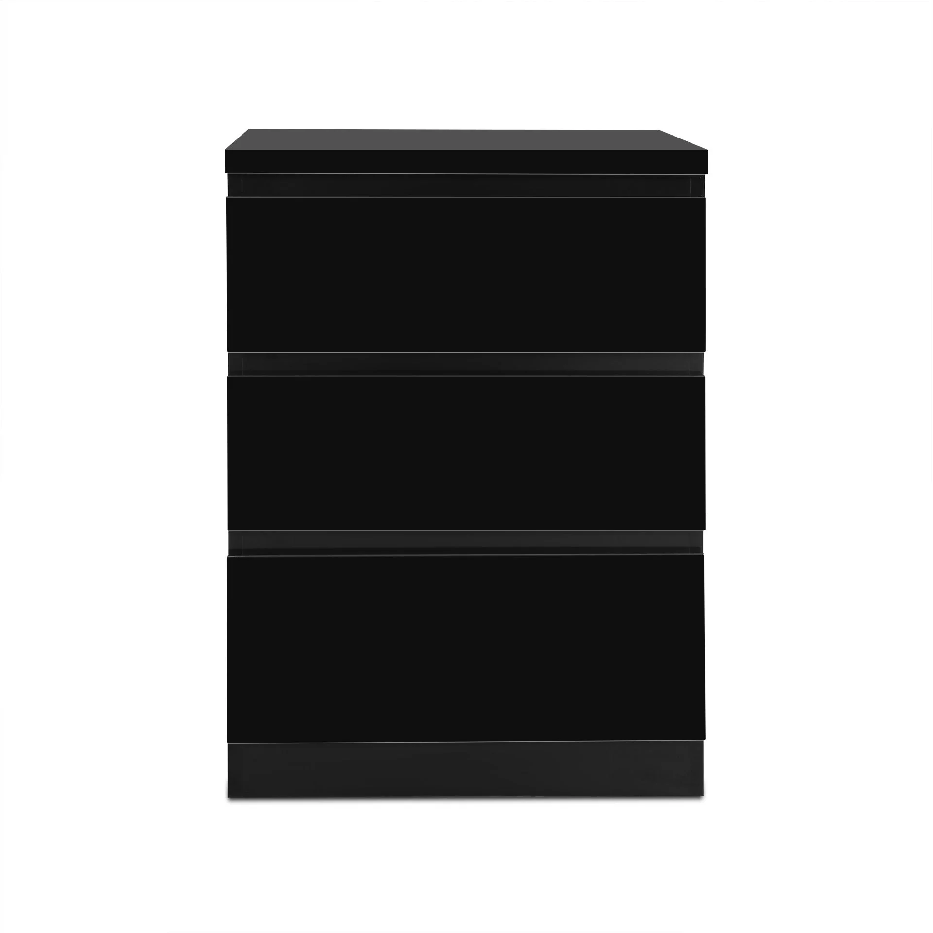 Angeles High Gloss Bedside Table with 3 Drawers - Black - Image 8