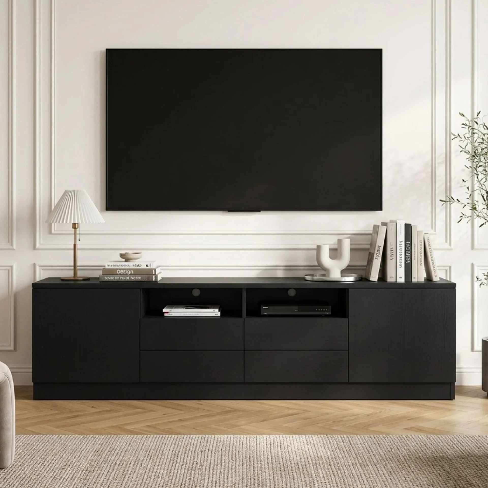 Antler 1.8m Entertainment Unit - Black - Image 5