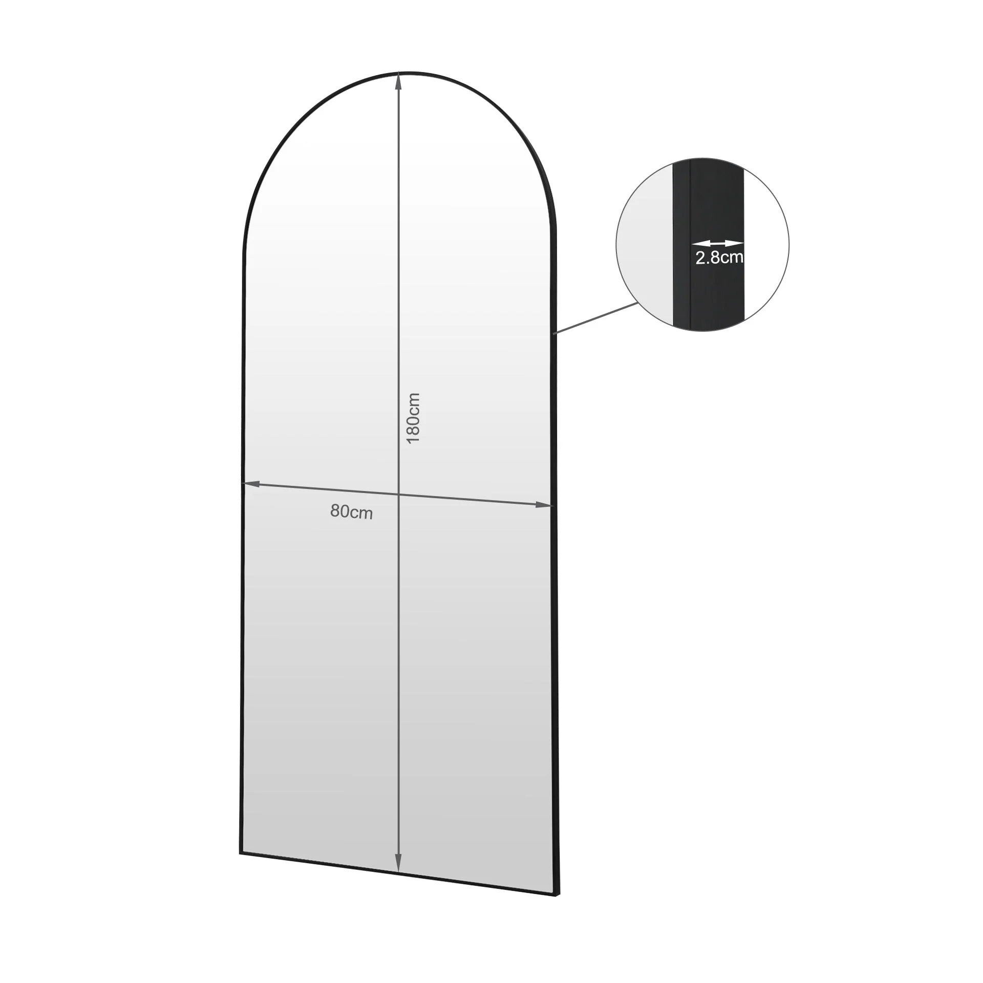 Archie Metal Arched Full Length Mirror - Black - Image 12