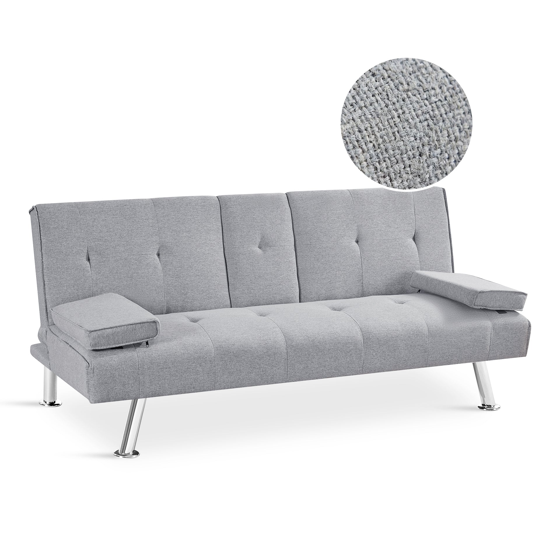 Arleth 3 Seater Sofa Bed - Light Grey - Image 8