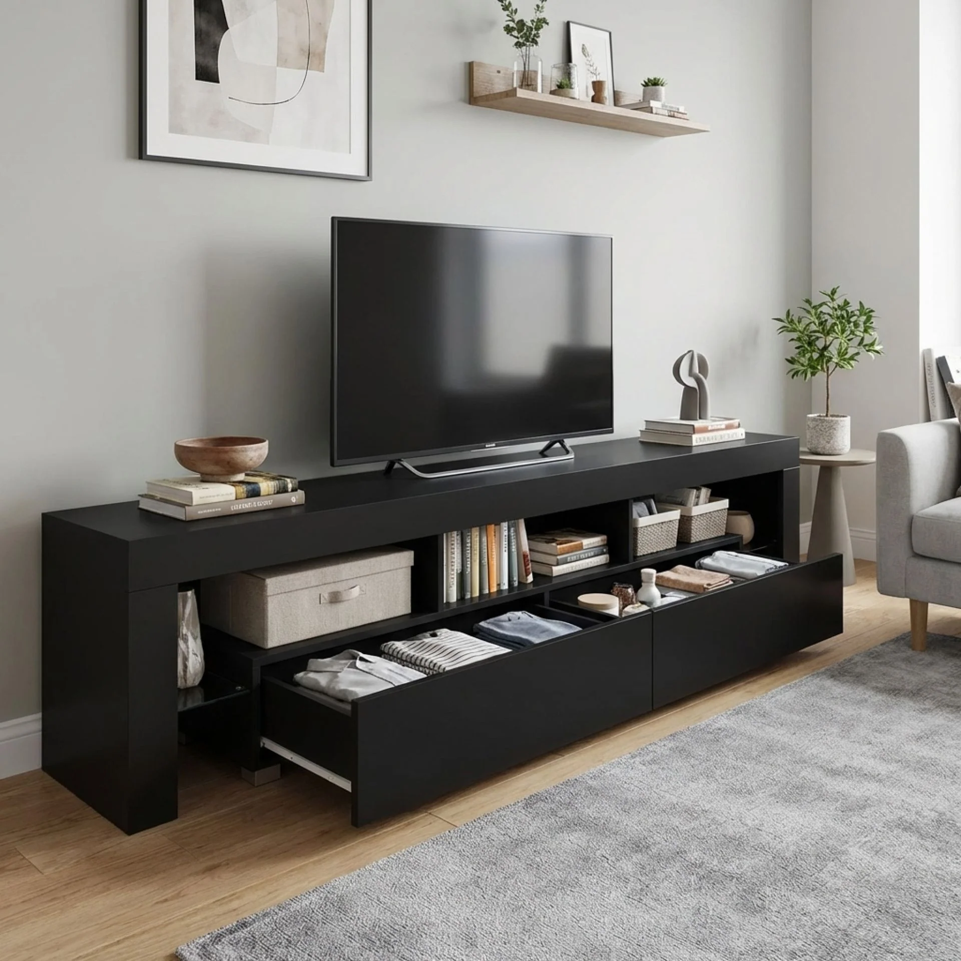 Arvada 2m Entertainment Unit - Black - Image 2