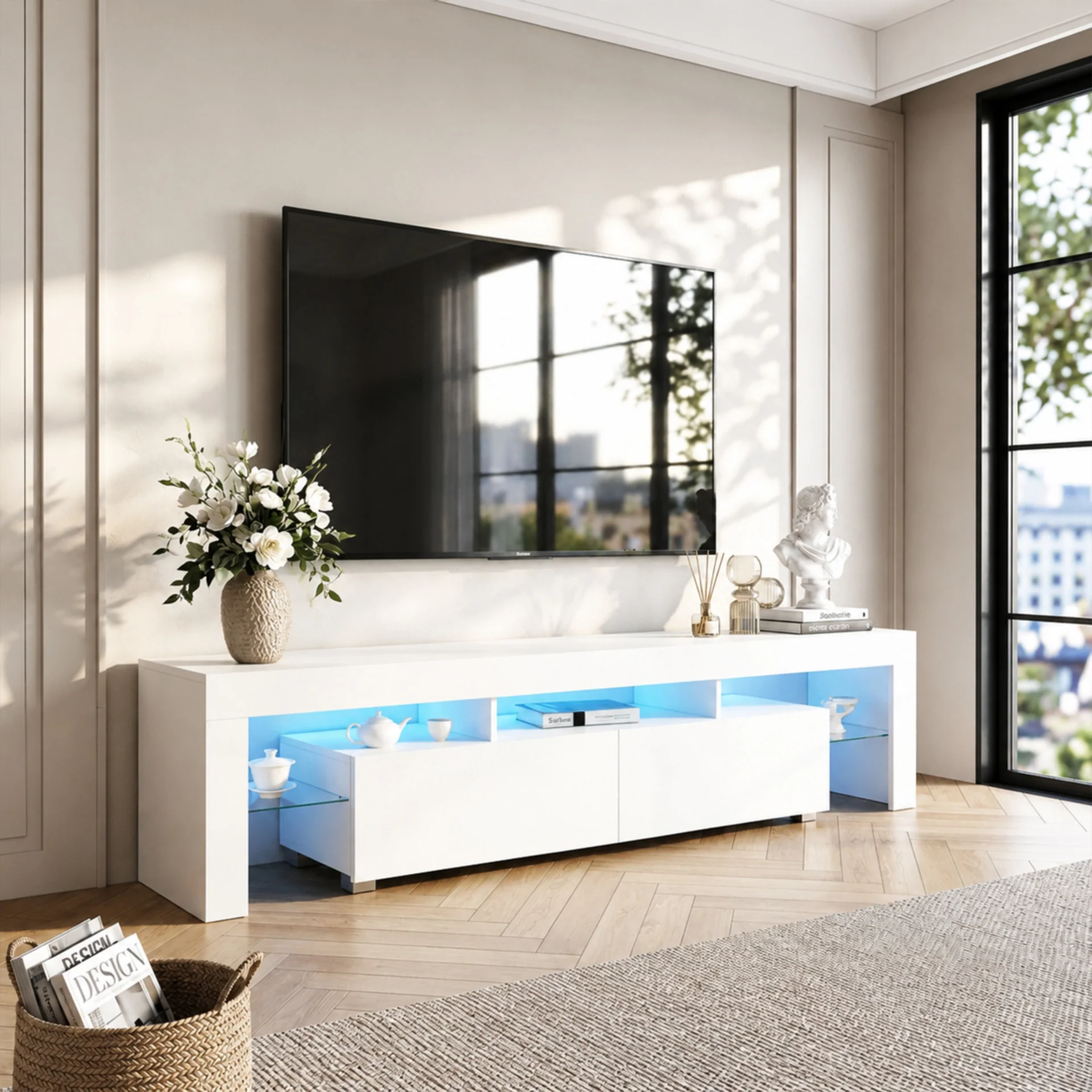 Arvada 2m LED Entertainment Unit - White - Image 3