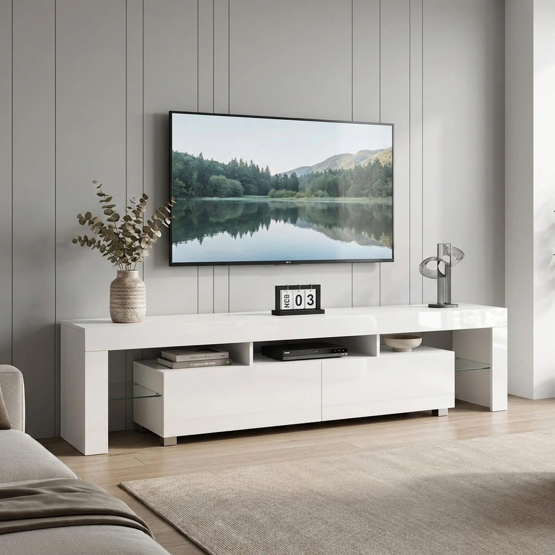 Arvada 2m LED Entertainment Unit - White - Image 4