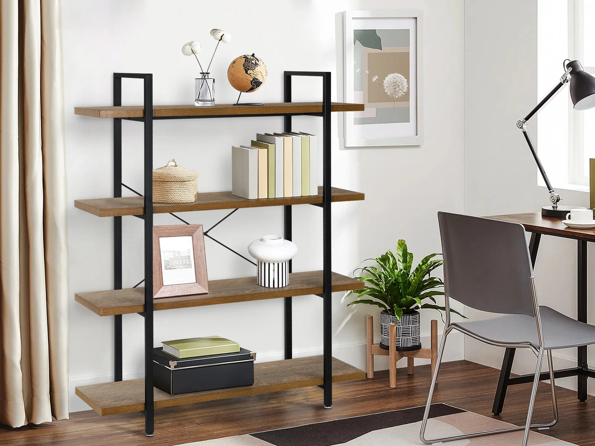 Assal 4 Tier Bookshelf - Oak - Image 2