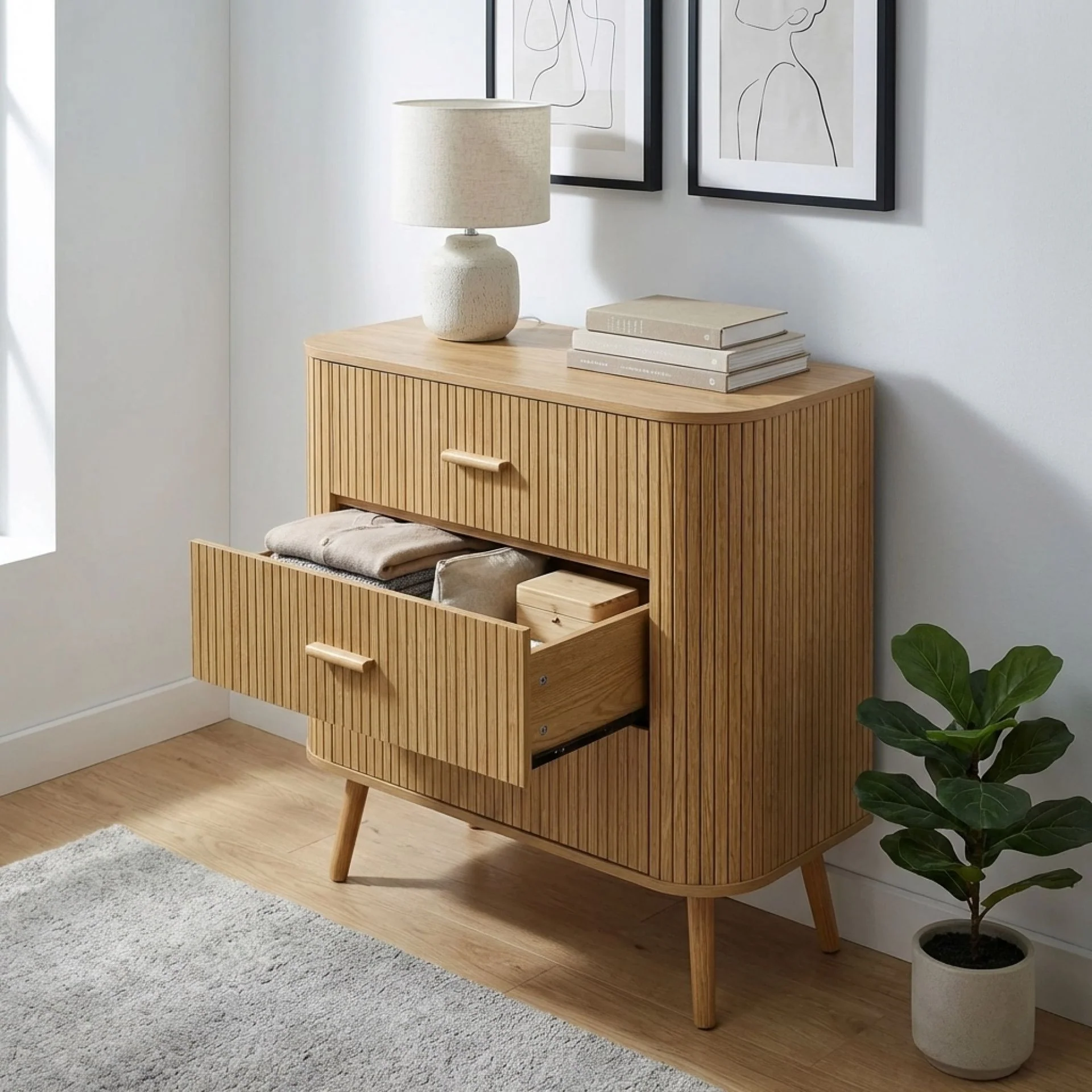 Atlantic 3 Drawers Tallboy - Natural - Image 2