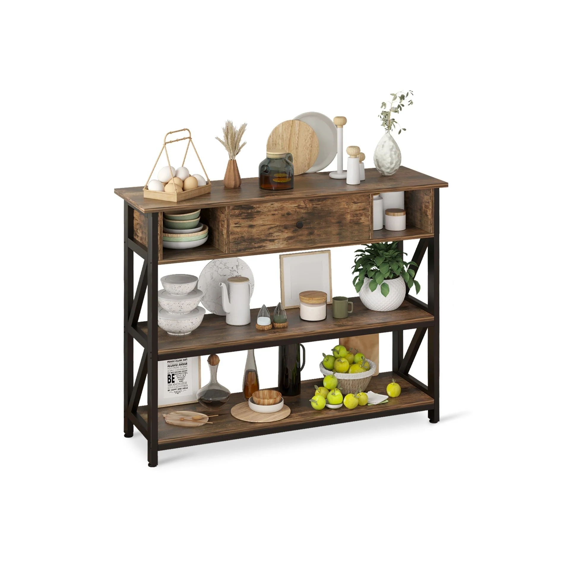 Atlas 1m Console Table with Drawer - Rustic Brown - Image 12