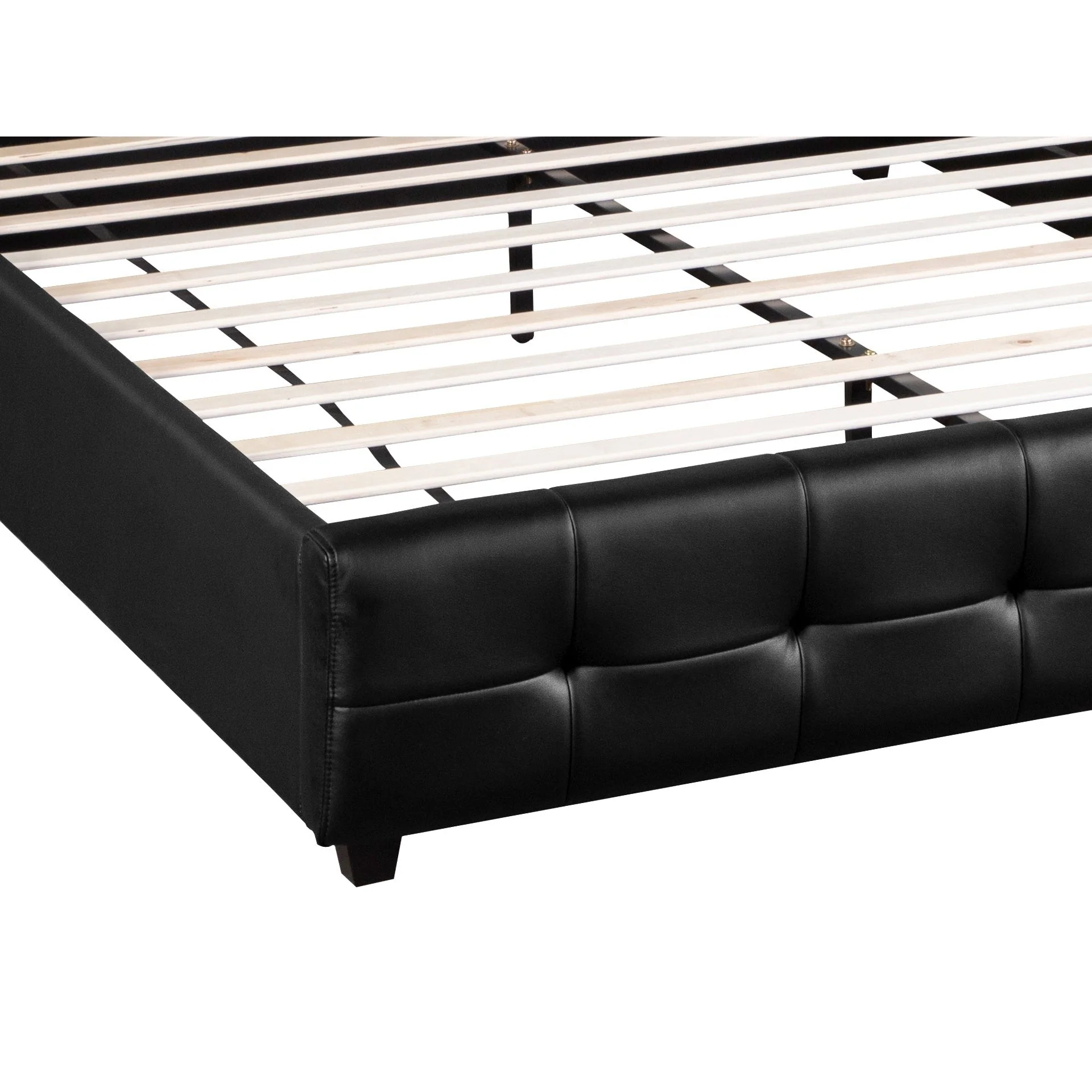 Augusta PU Slat Bed Frame - King - Black - Image 9