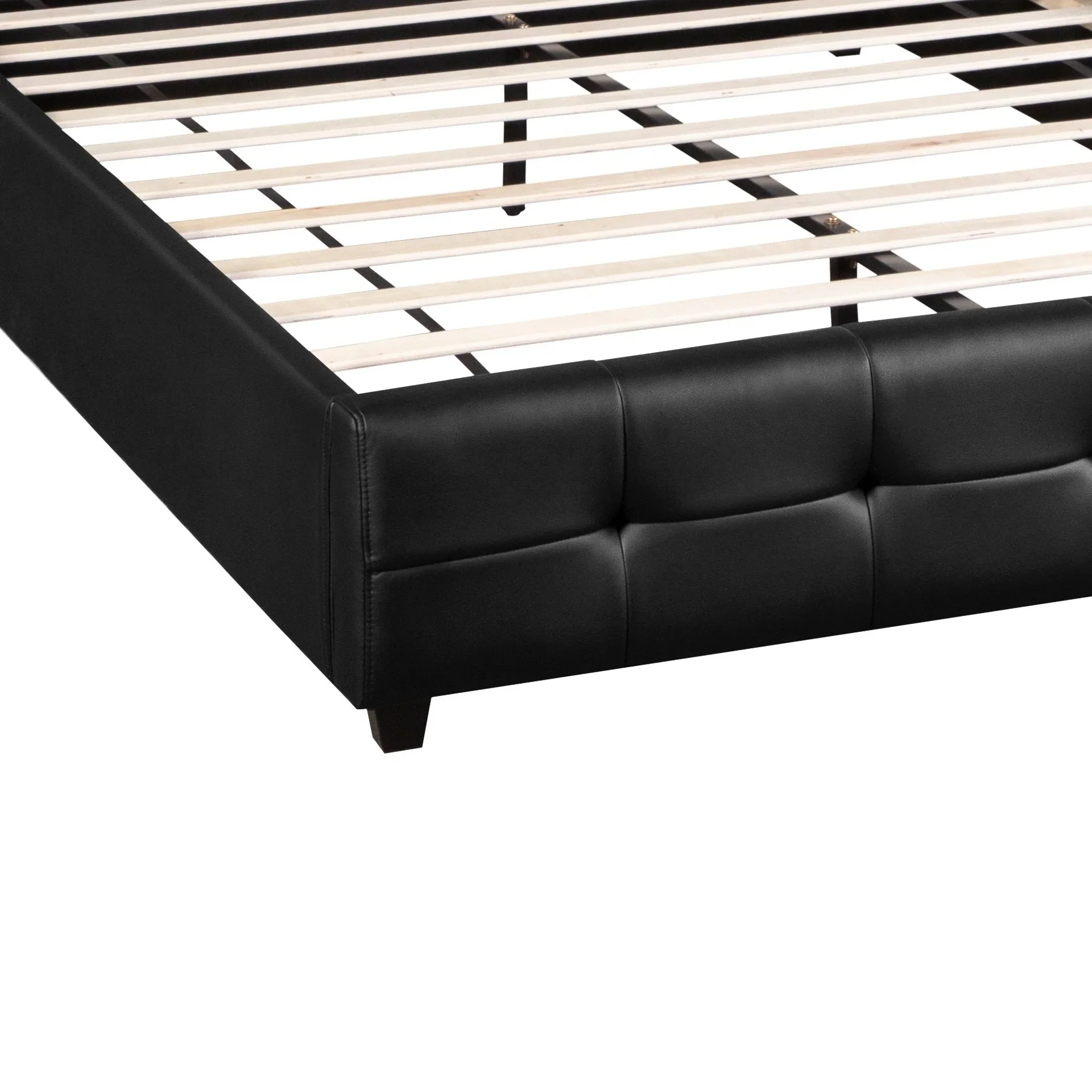 Augusta PU Slat Bed Frame - Queen - Black - Image 12