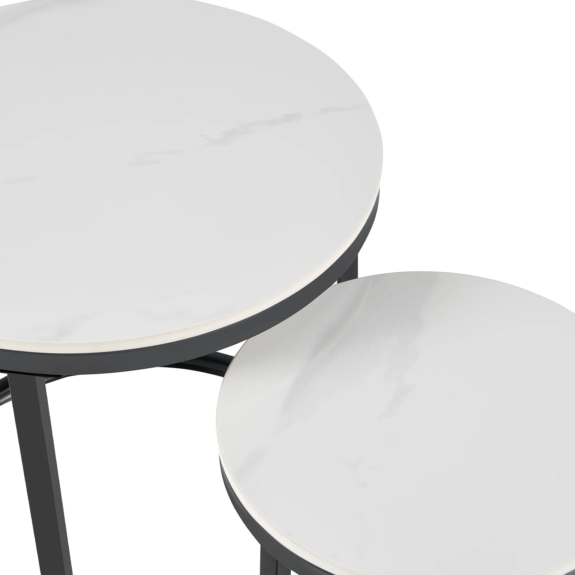 Aurelo 2pc Ceramic Coffee Table Side Table Set - Snow White - Image 11
