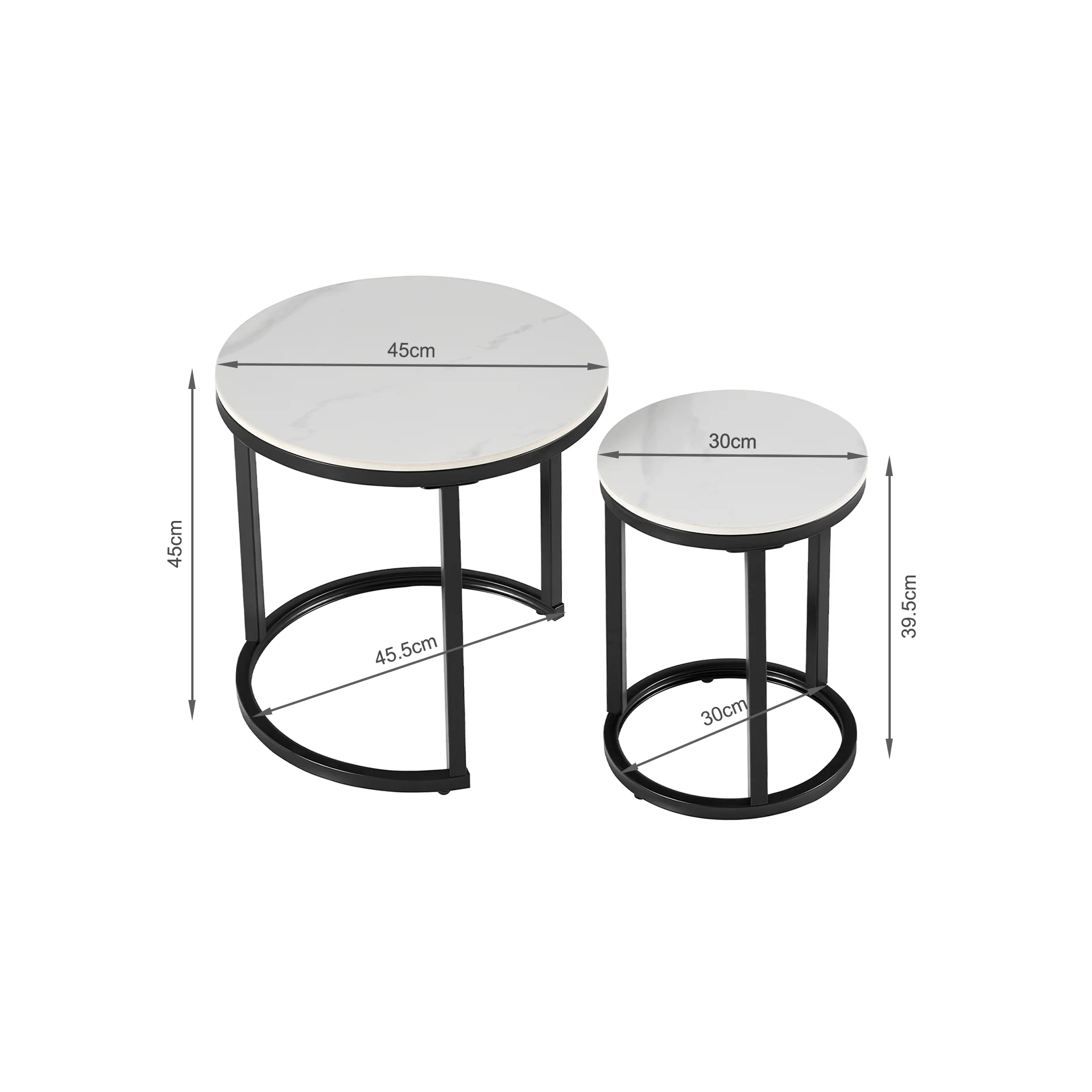 Aurelo 2pc Ceramic Coffee Table Side Table Set - Snow White - Image 12