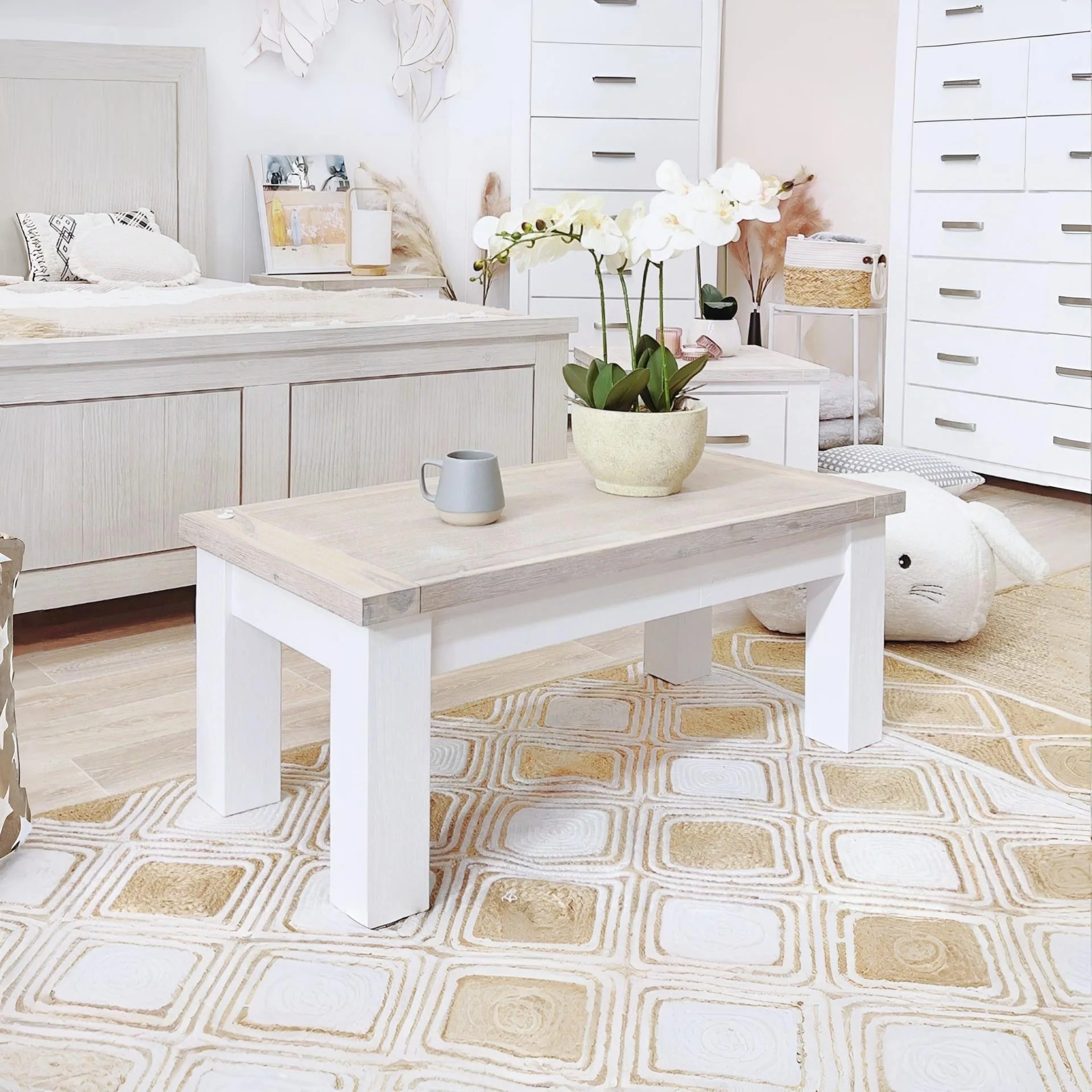 Aurora Solid Wood Coffee Table - White - Image 8