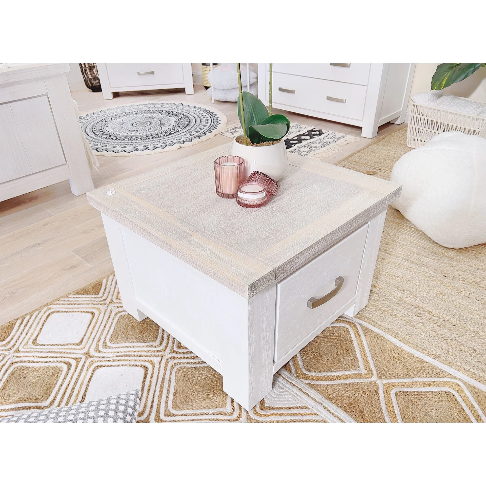 Aurora Solid Wood Lamp Table - White - Image 2