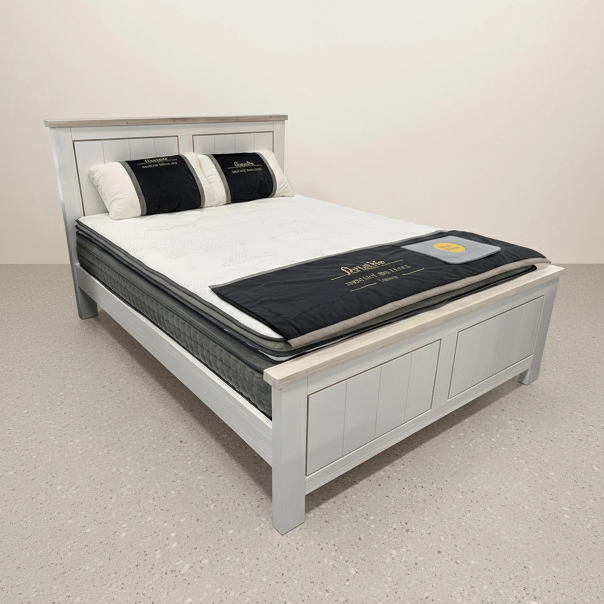 Aurora Solid Wood Queen Bed Frame - White - Image 4