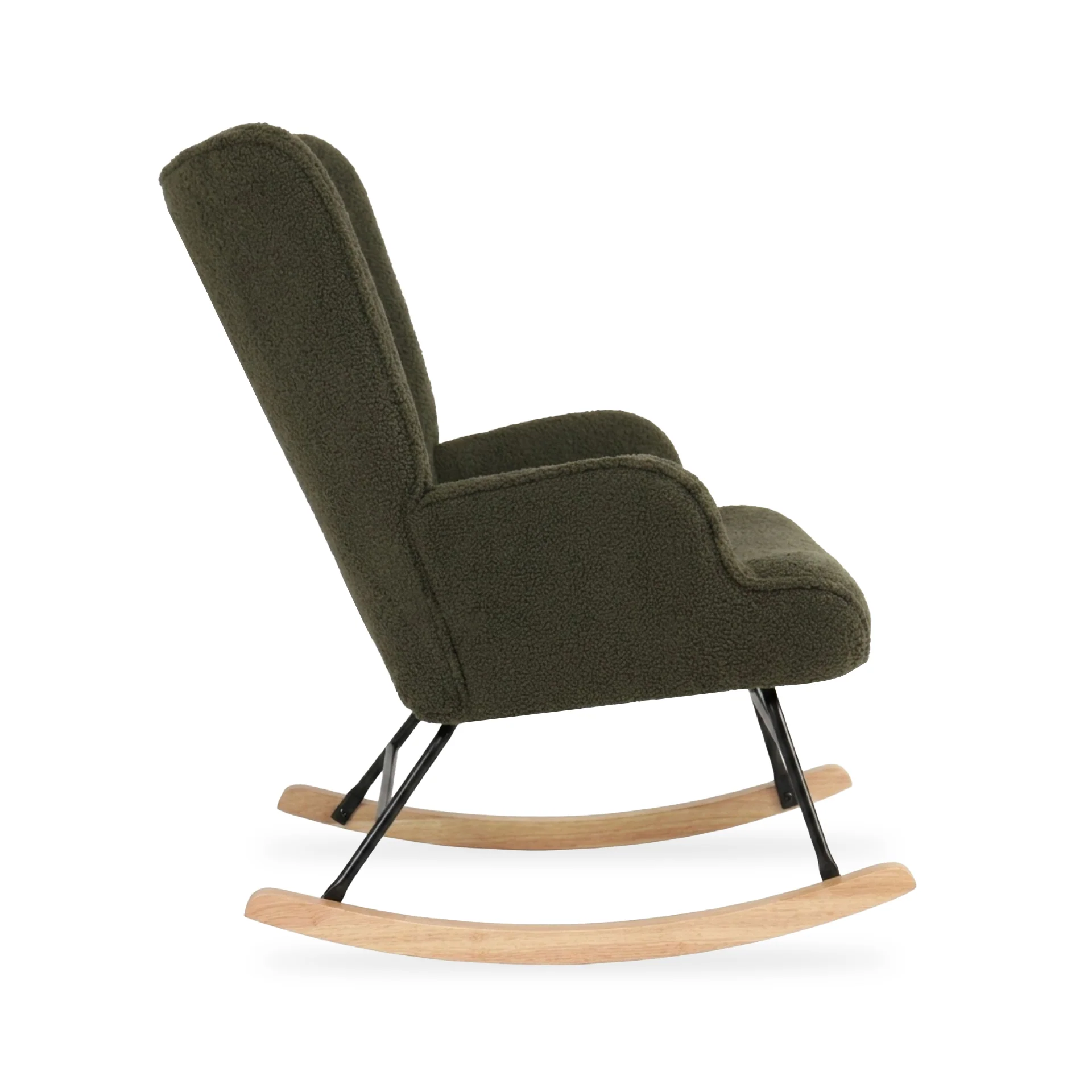 Ava Boucle Rocking Armchair - Dark Green - Image 11