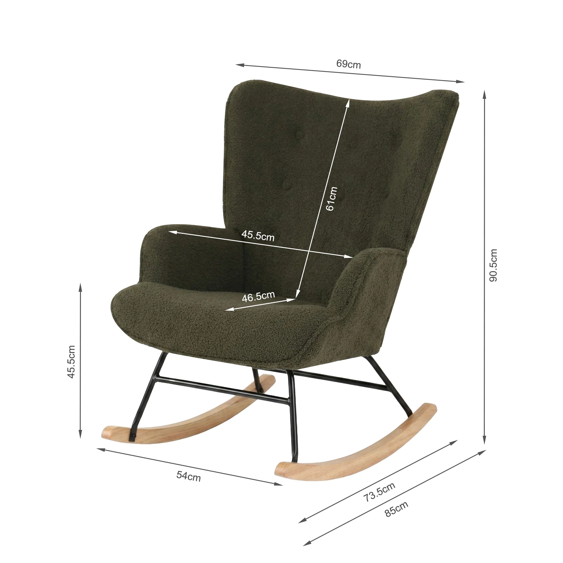 Ava Boucle Rocking Armchair - Dark Green - Image 16
