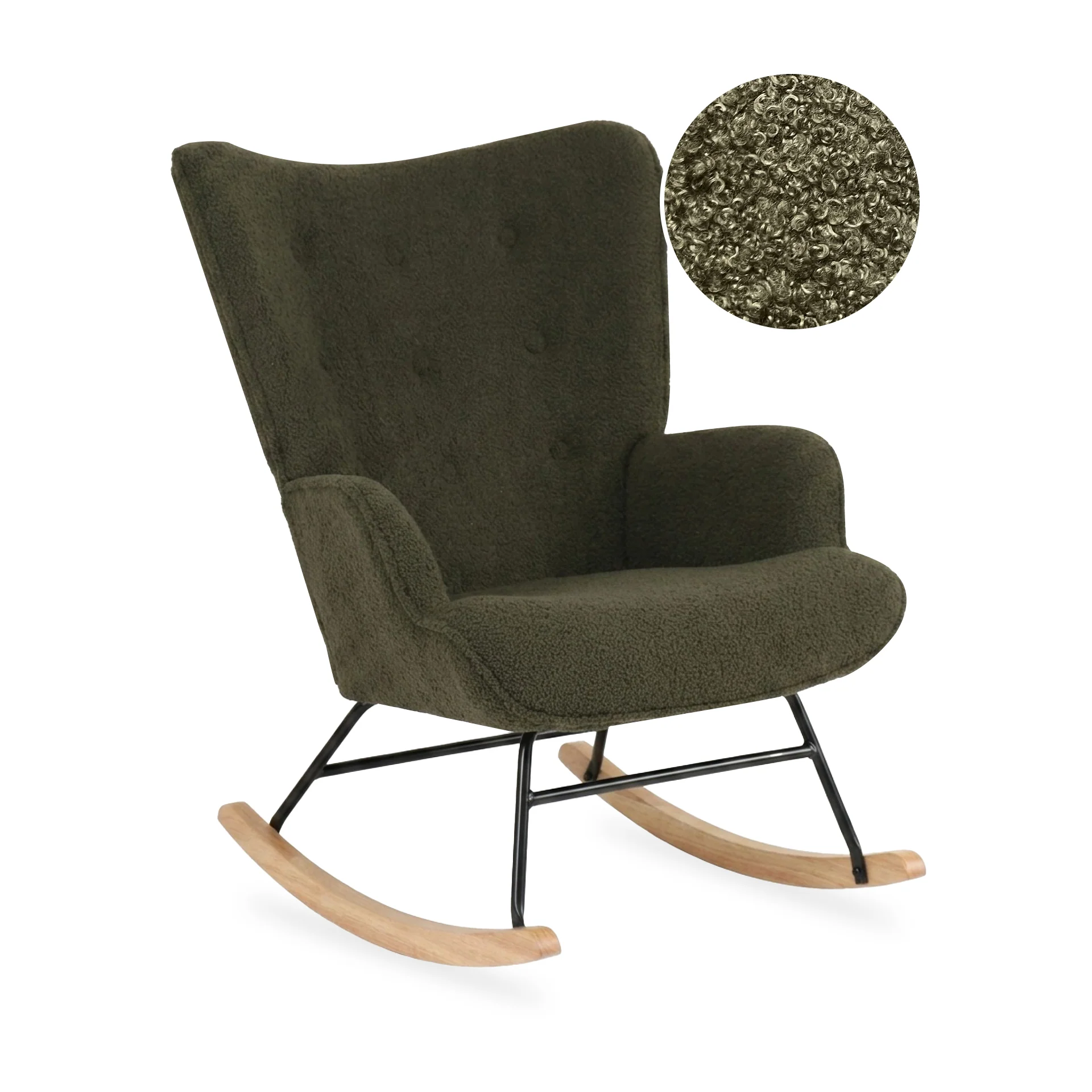Ava Boucle Rocking Armchair - Dark Green - Image 9