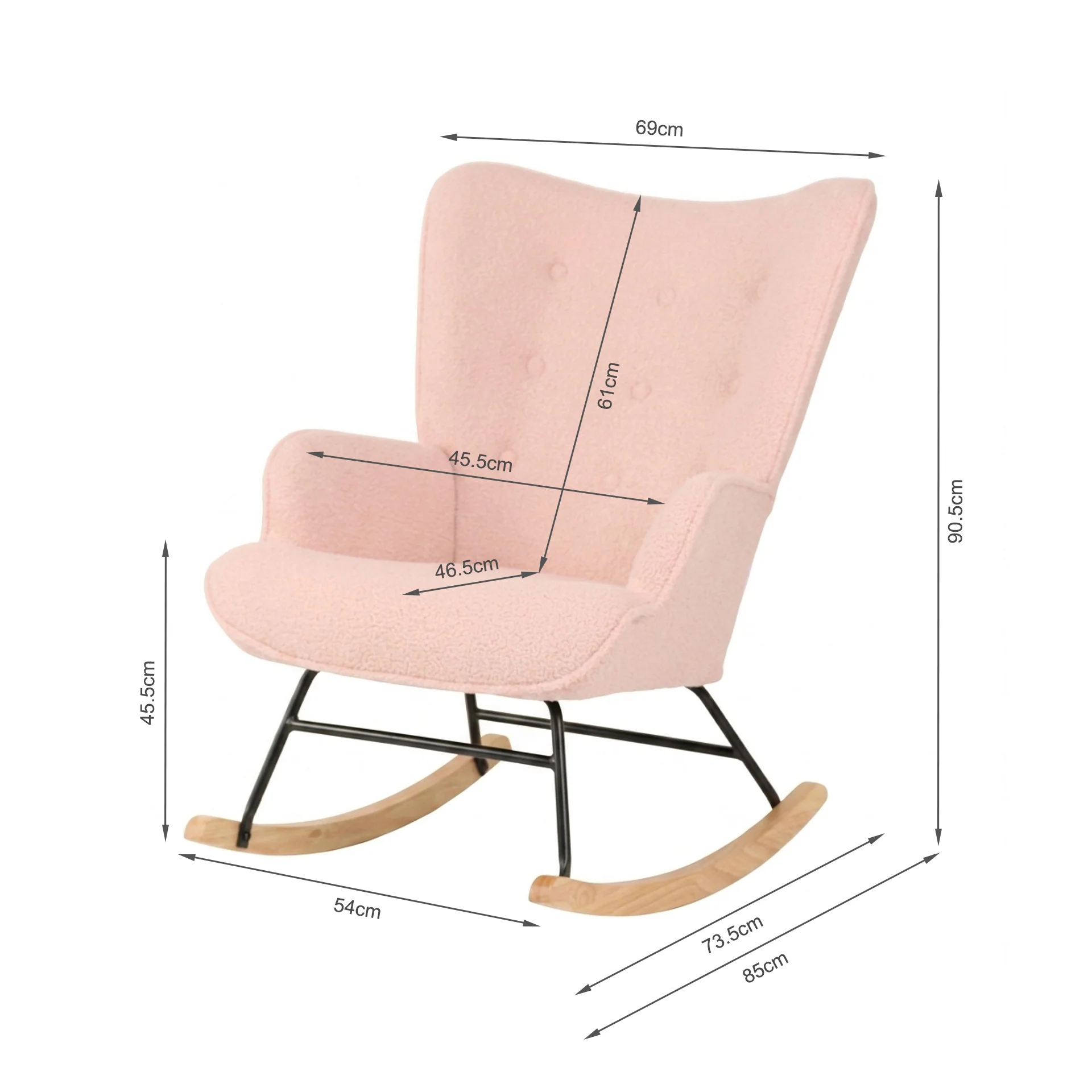 Ava Boucle Rocking Armchair - Pink - Image 15