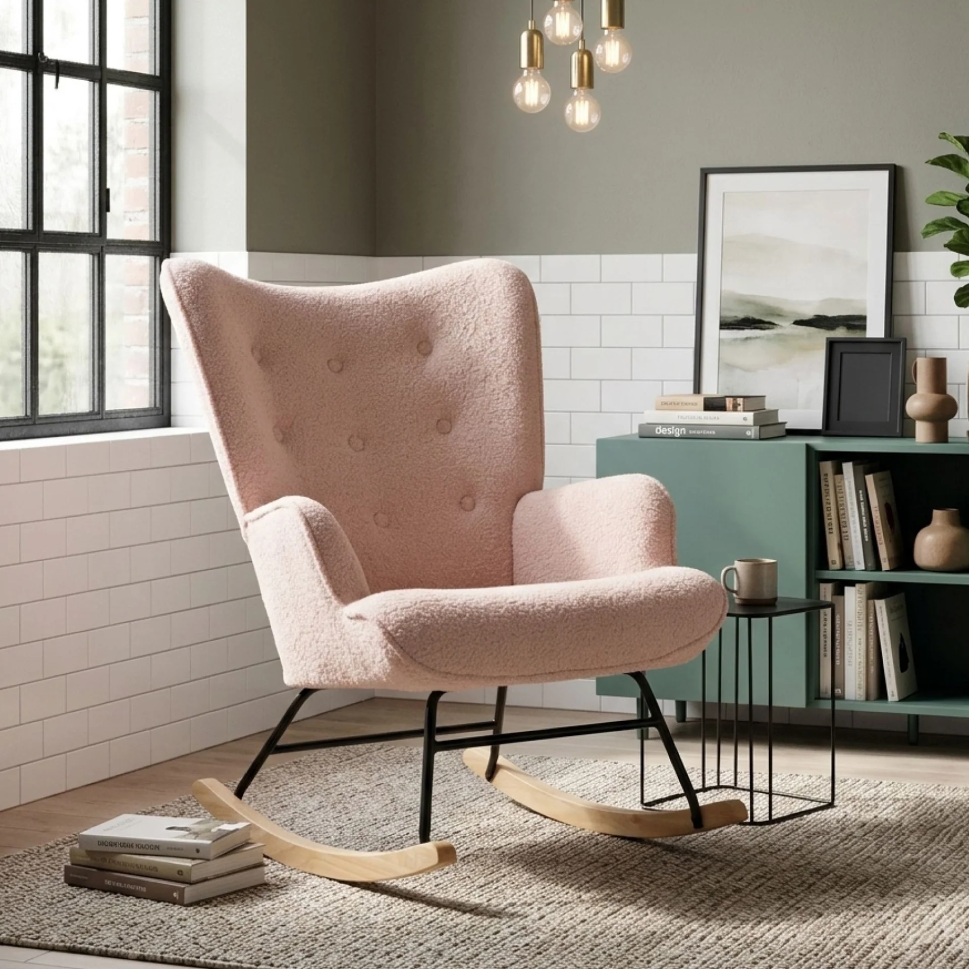 Ava Boucle Rocking Armchair - Pink - Image 3