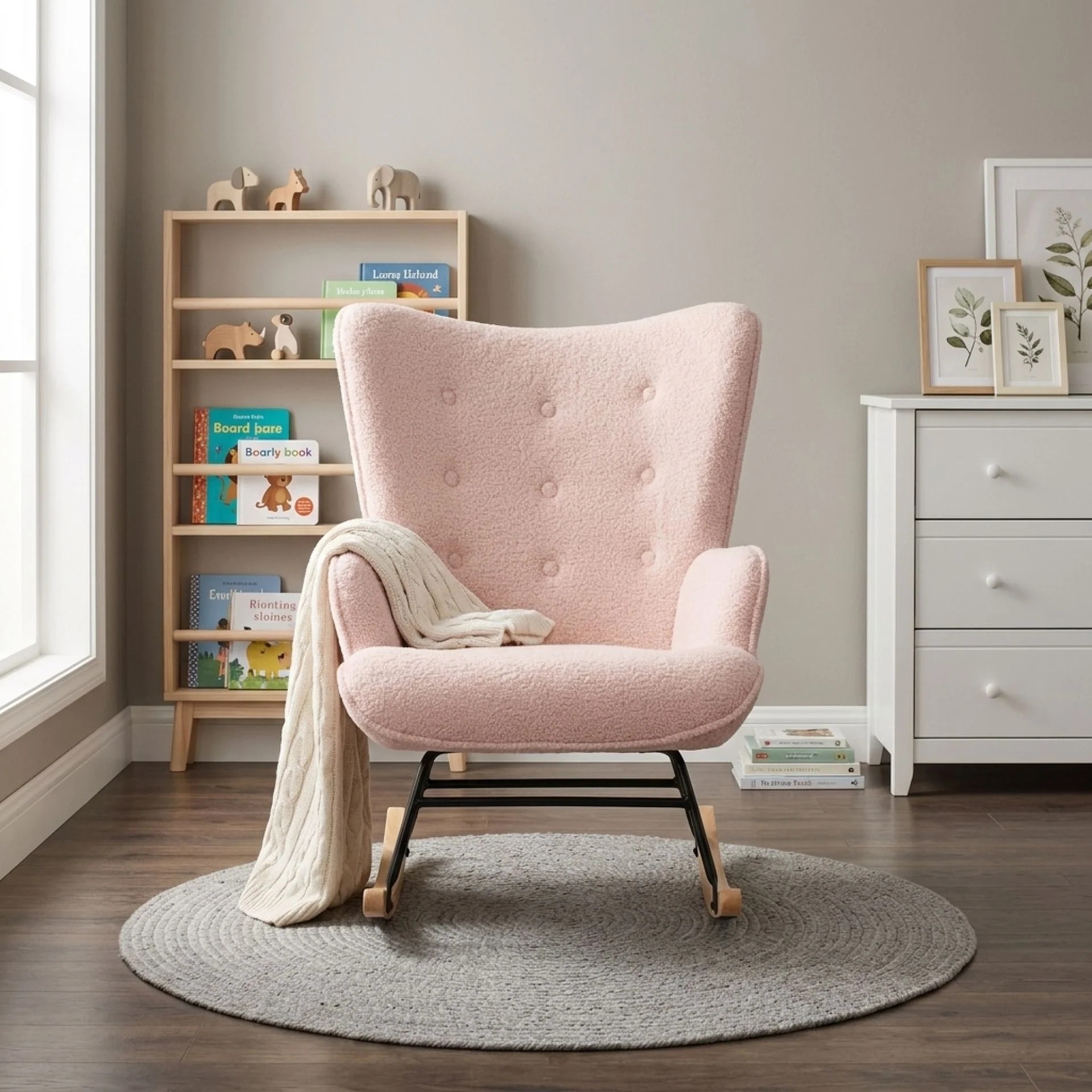 Ava Boucle Rocking Armchair - Pink - Image 7