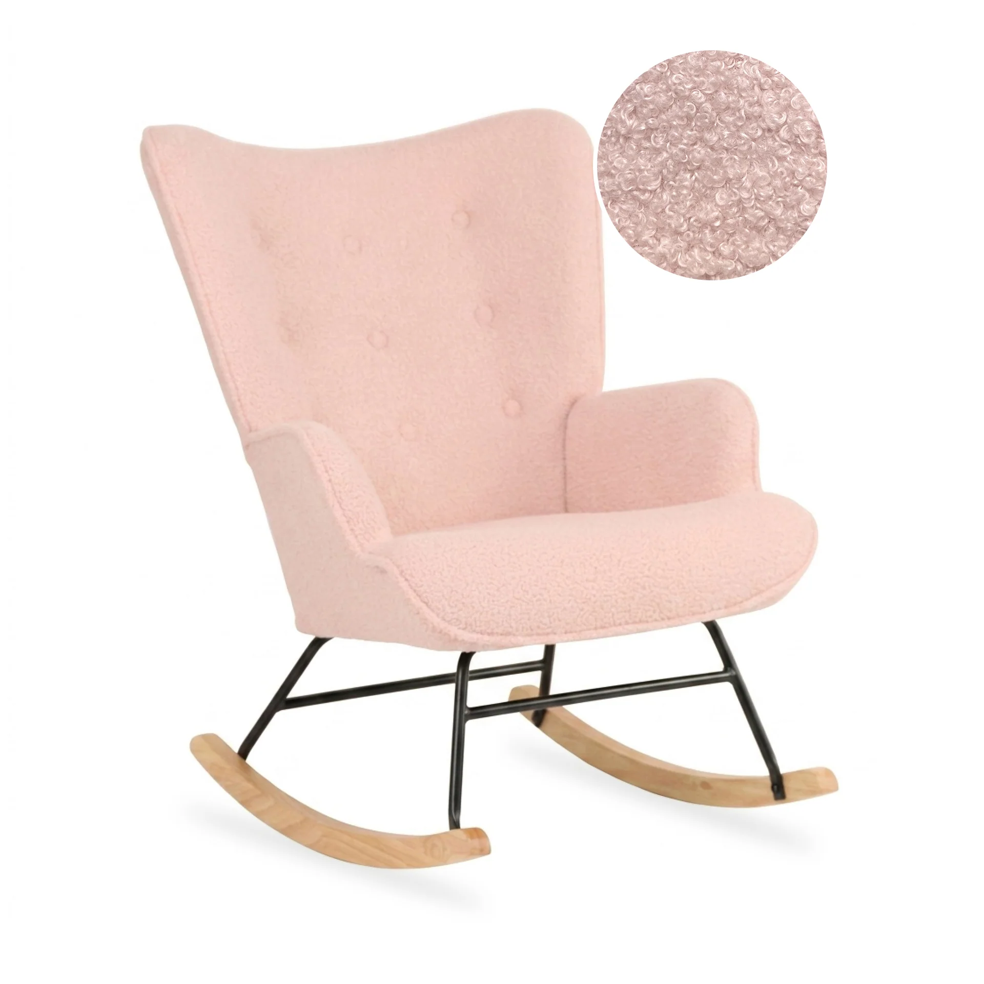 Ava Boucle Rocking Armchair - Pink - Image 8