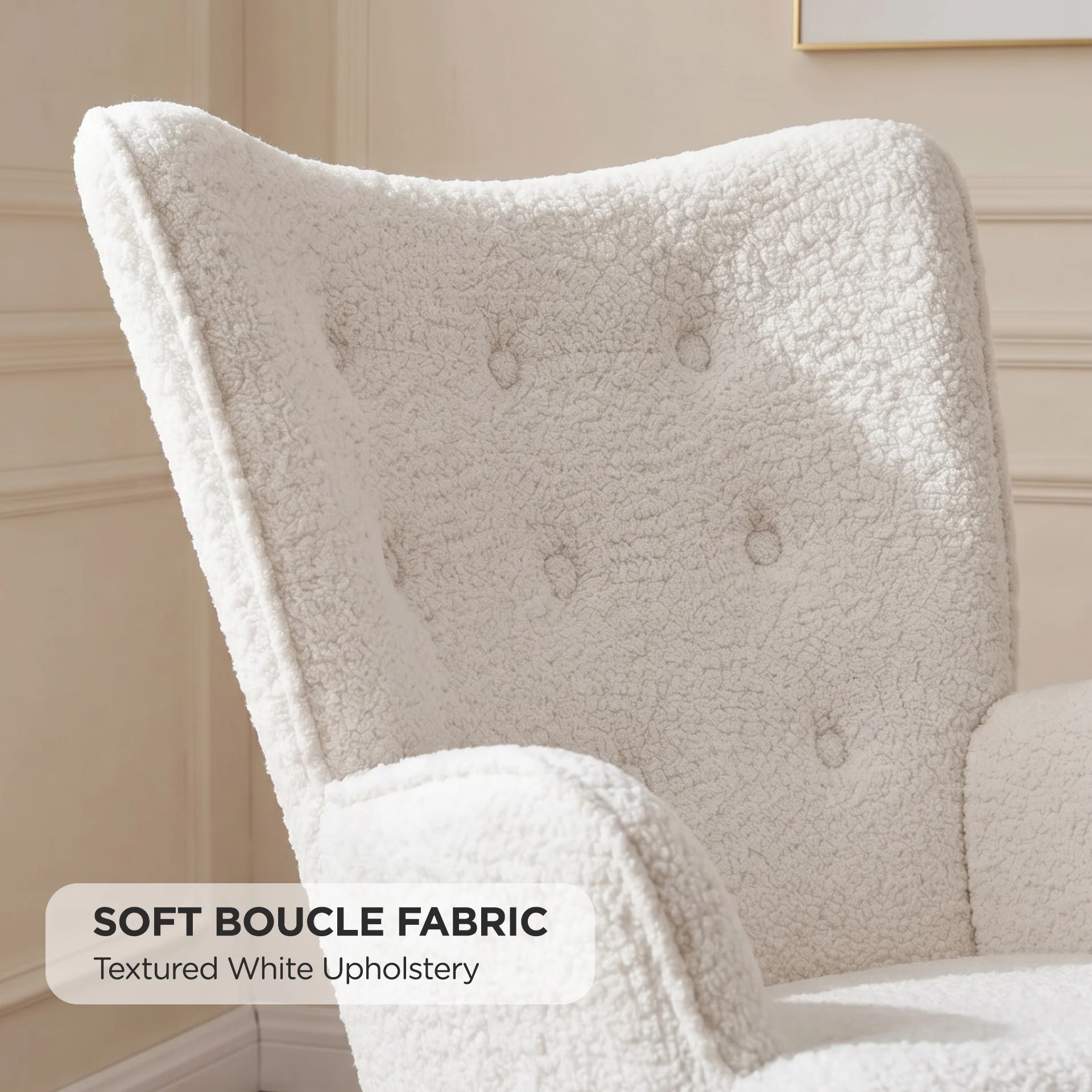 Ava Boucle Rocking Armchair - White - Image 2