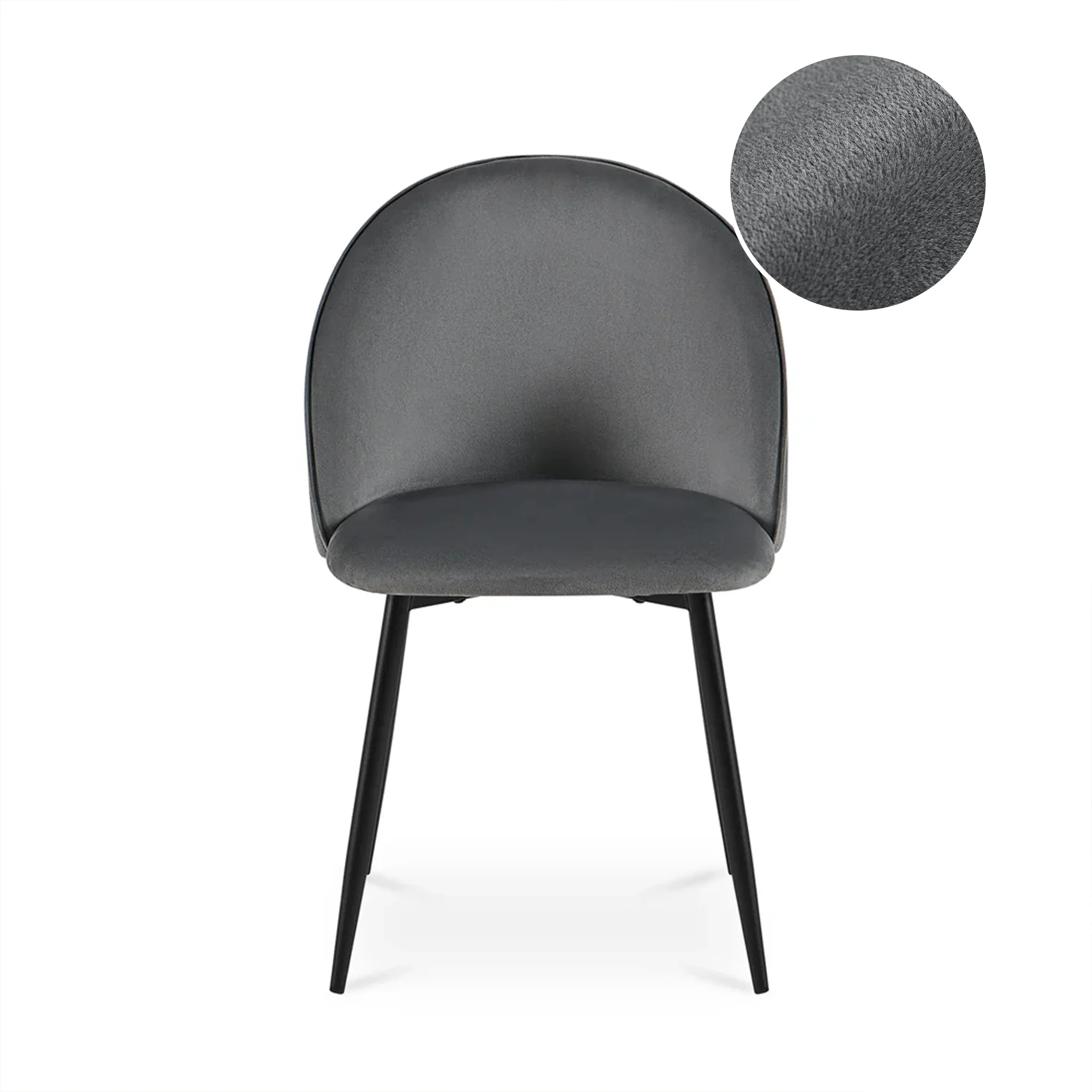 Avela Velvet Dining Chair - Set of 4 - Dark Grey - Image 5