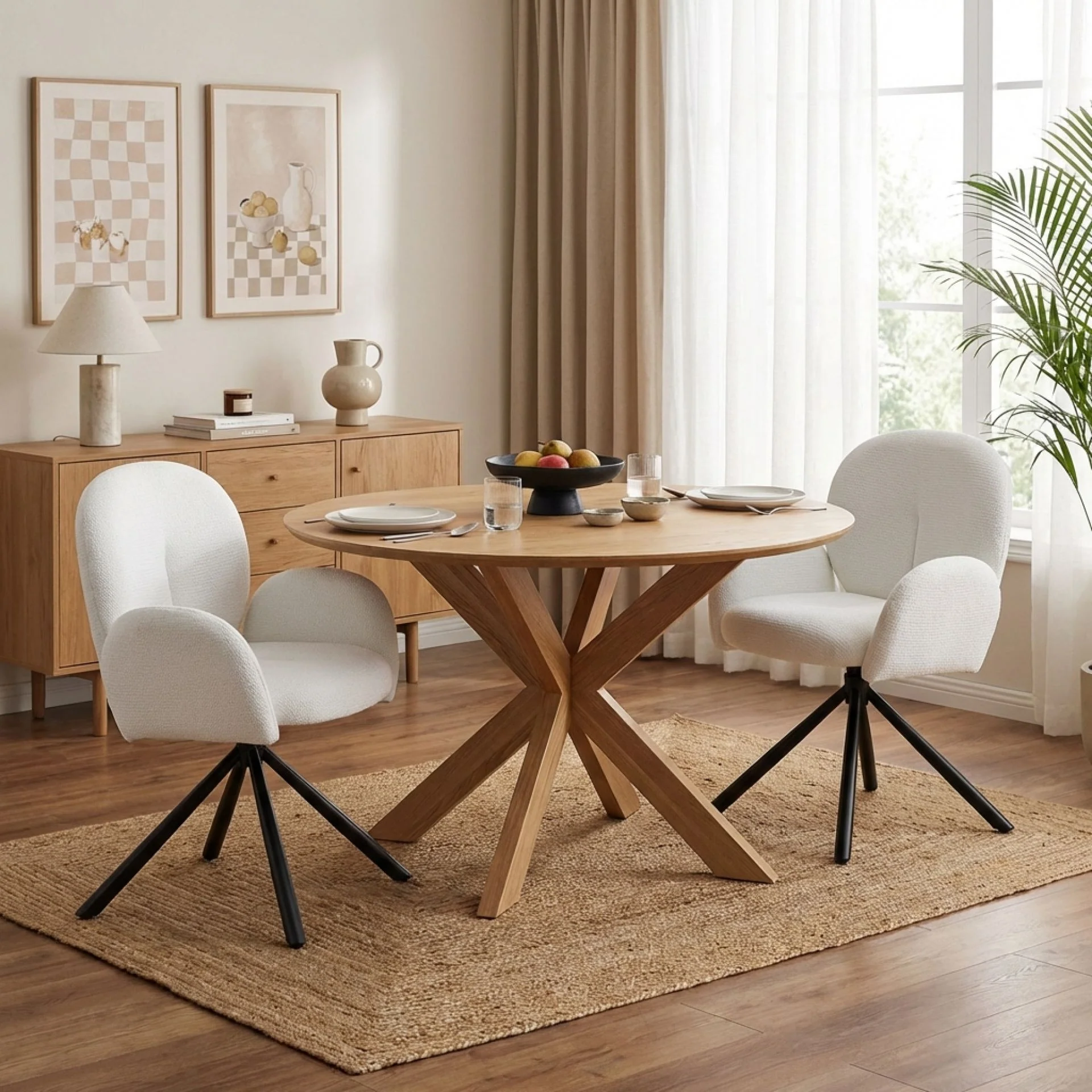 Avery Swivel Fabric Dining Chair - Set of 2 - White - Image 3