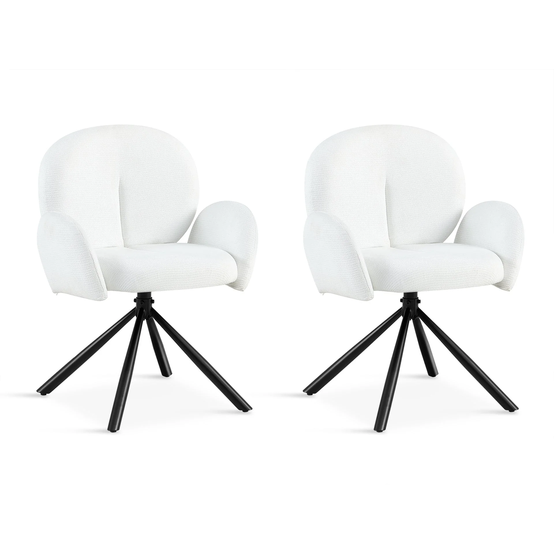 Avery Swivel Fabric Dining Chair - Set of 2 - White - Image 7