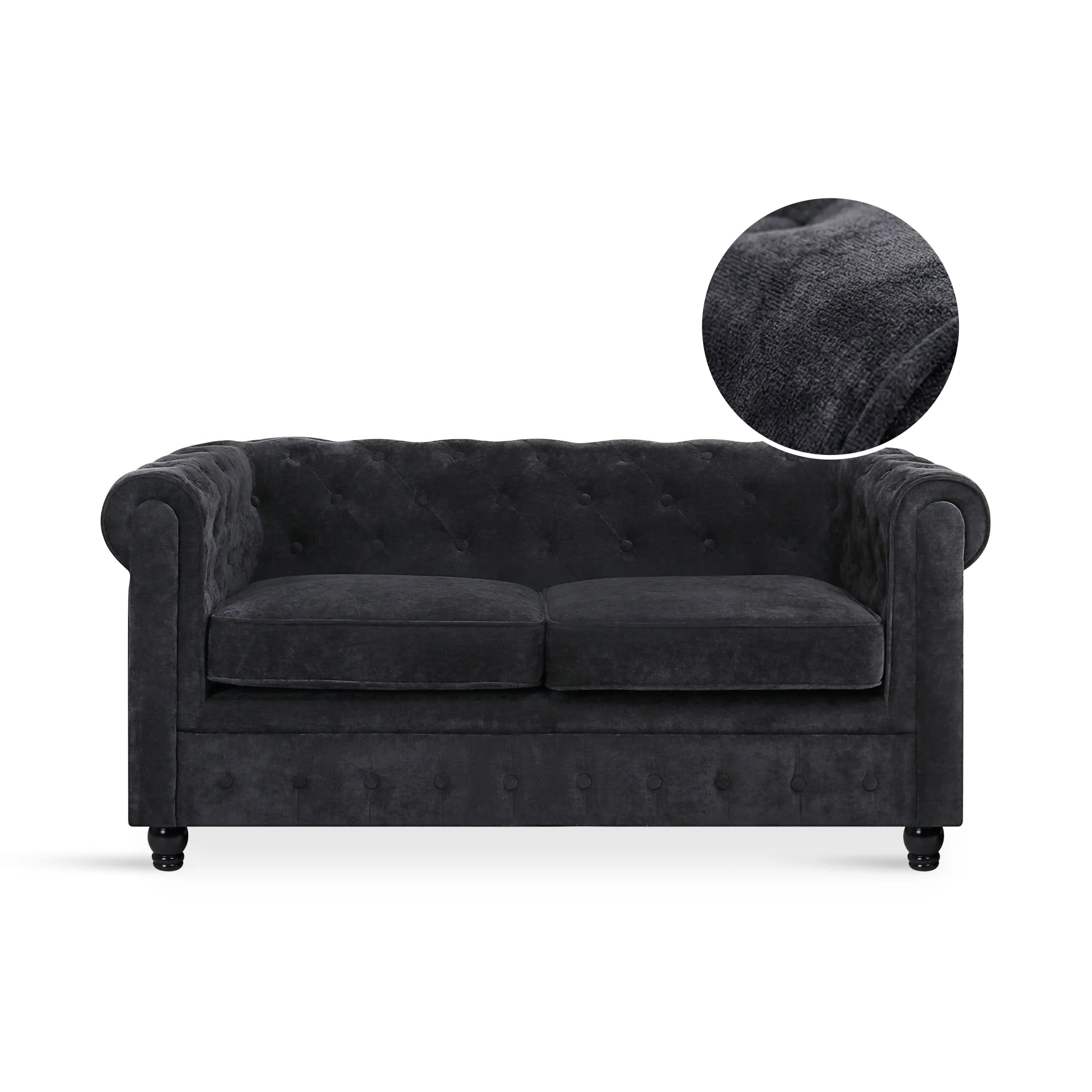 Aviana 2 Seater Sofa - Black - Image 8
