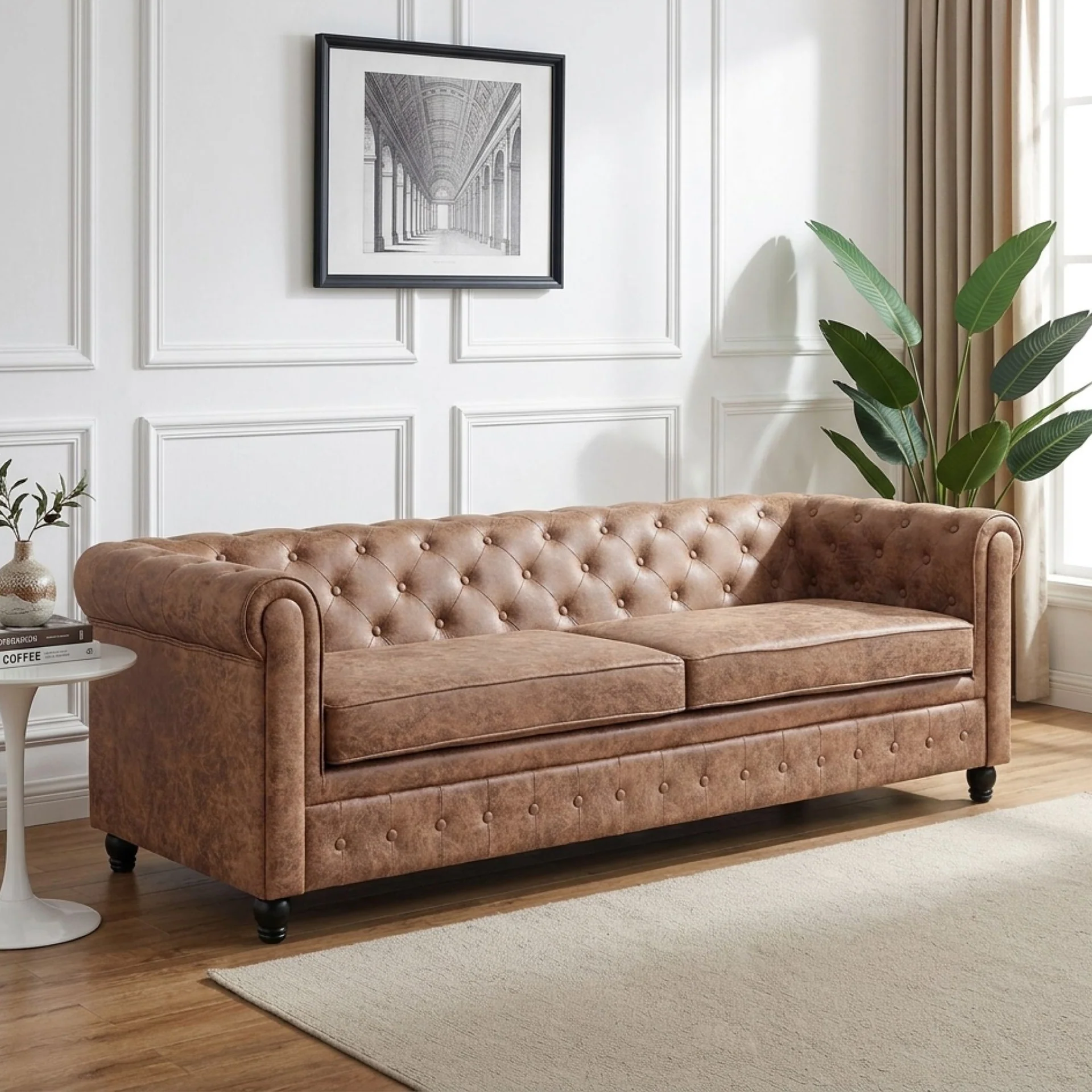 Aviana 3 Seater Sofa - Brown - Image 3