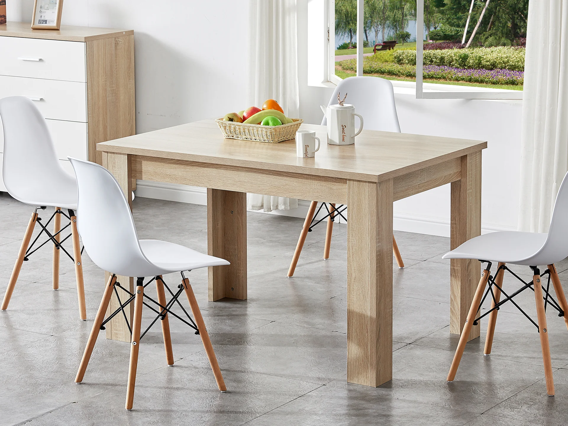 Azar Dining Table Rectangle 120 X 80cm - Oak - Image 2