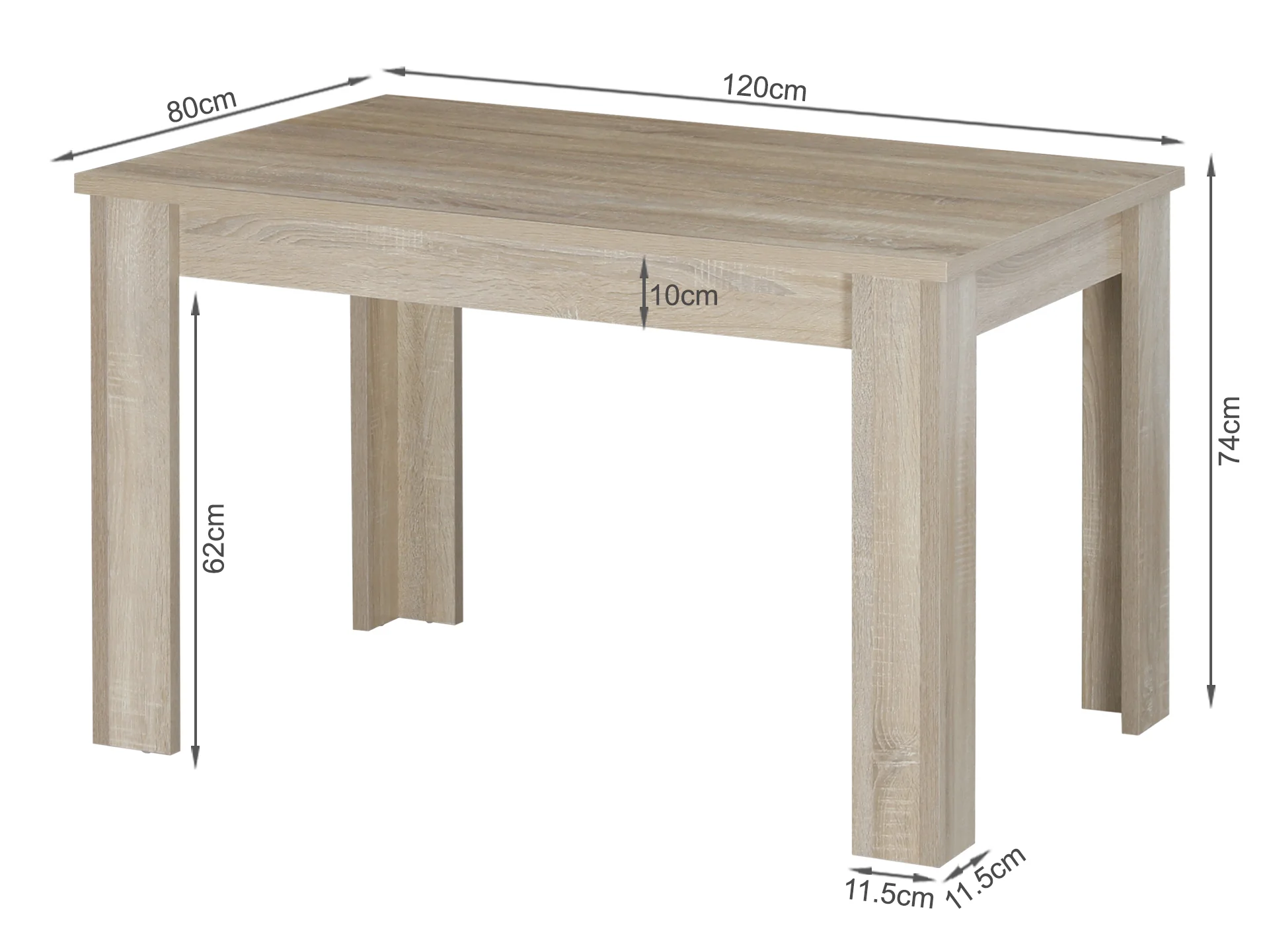 Azar Dining Table Rectangle 120 X 80cm - Oak - Image 8