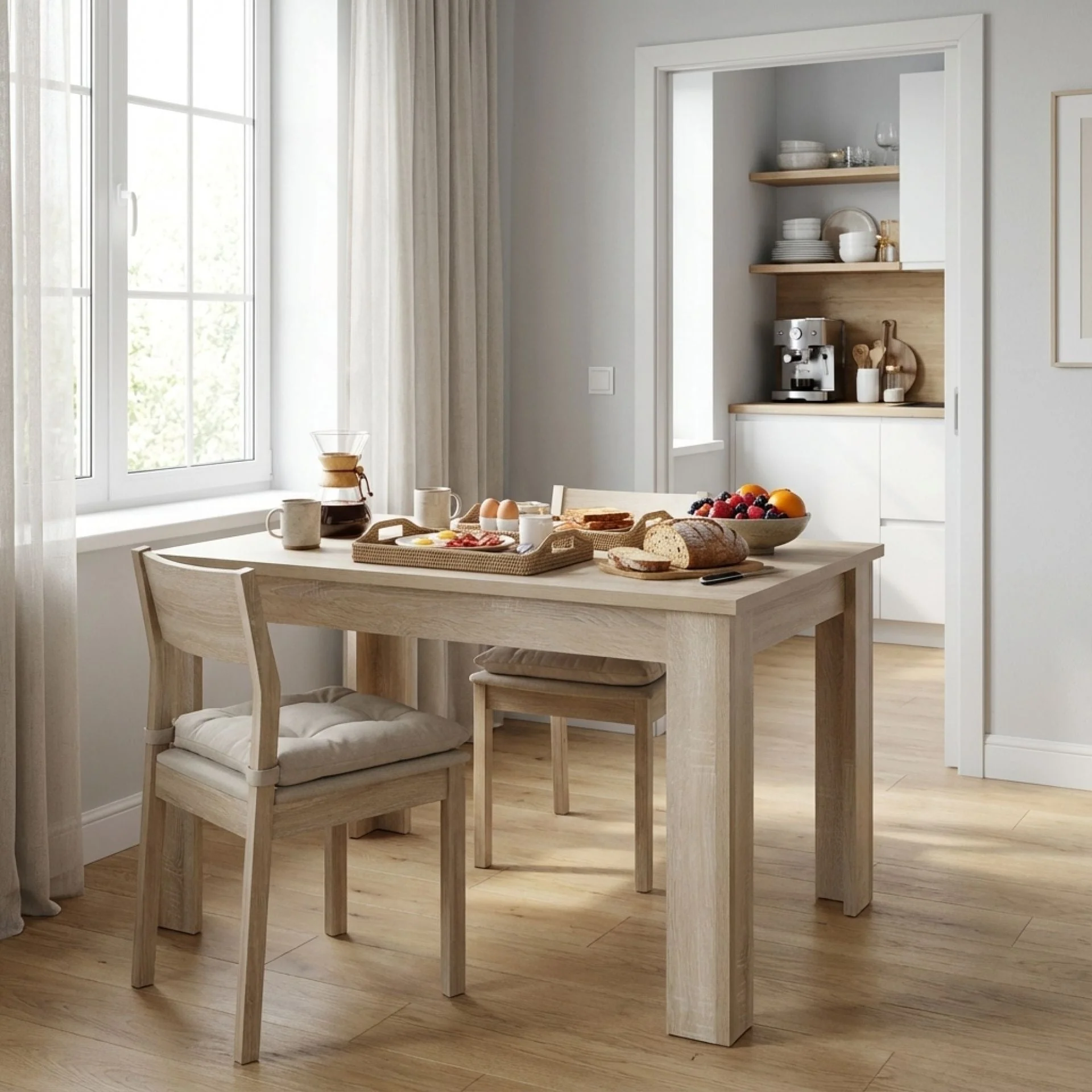 Azar Dining Table Rectangle 120 x 80cm - Oak - Image 3